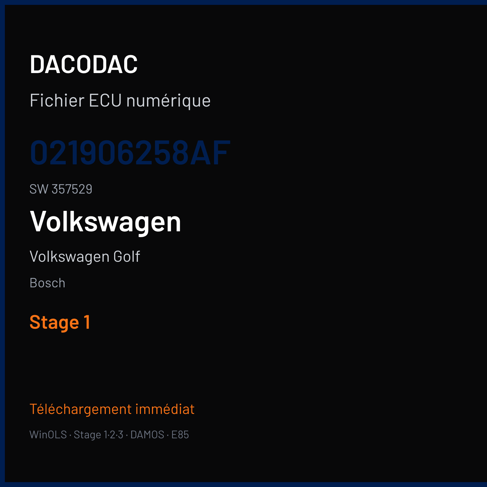 Volkswagen Golf — Bosch — 021906258AF · 357529 — Stage 1