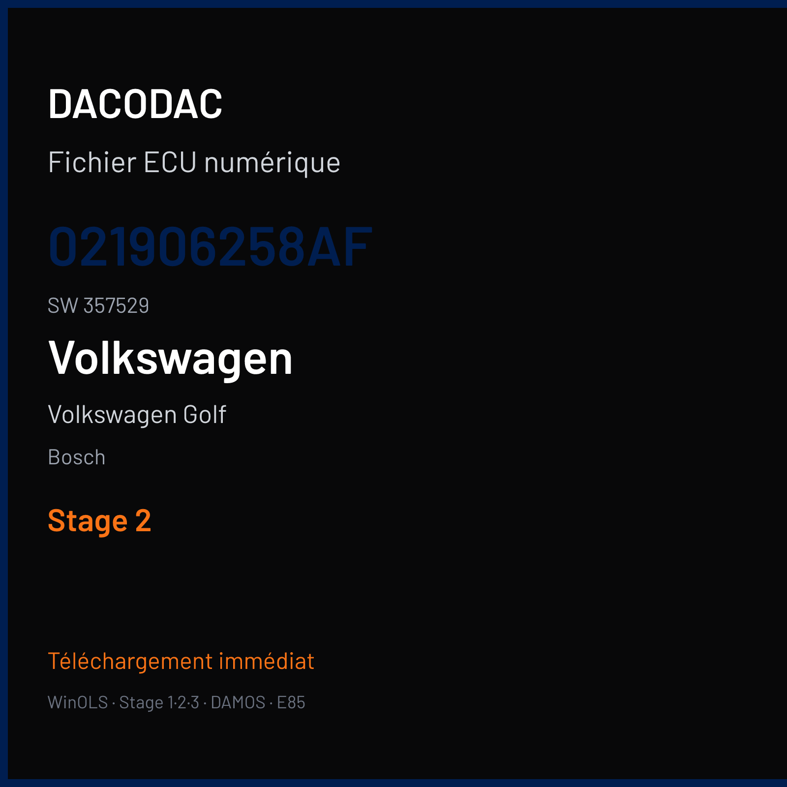 Volkswagen Golf — Bosch — 021906258AF · 357529 — Stage 2