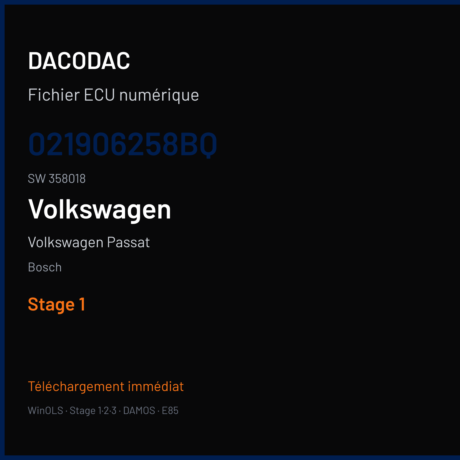Volkswagen Passat — Bosch — 021906258BQ · 358018 — Stage 1