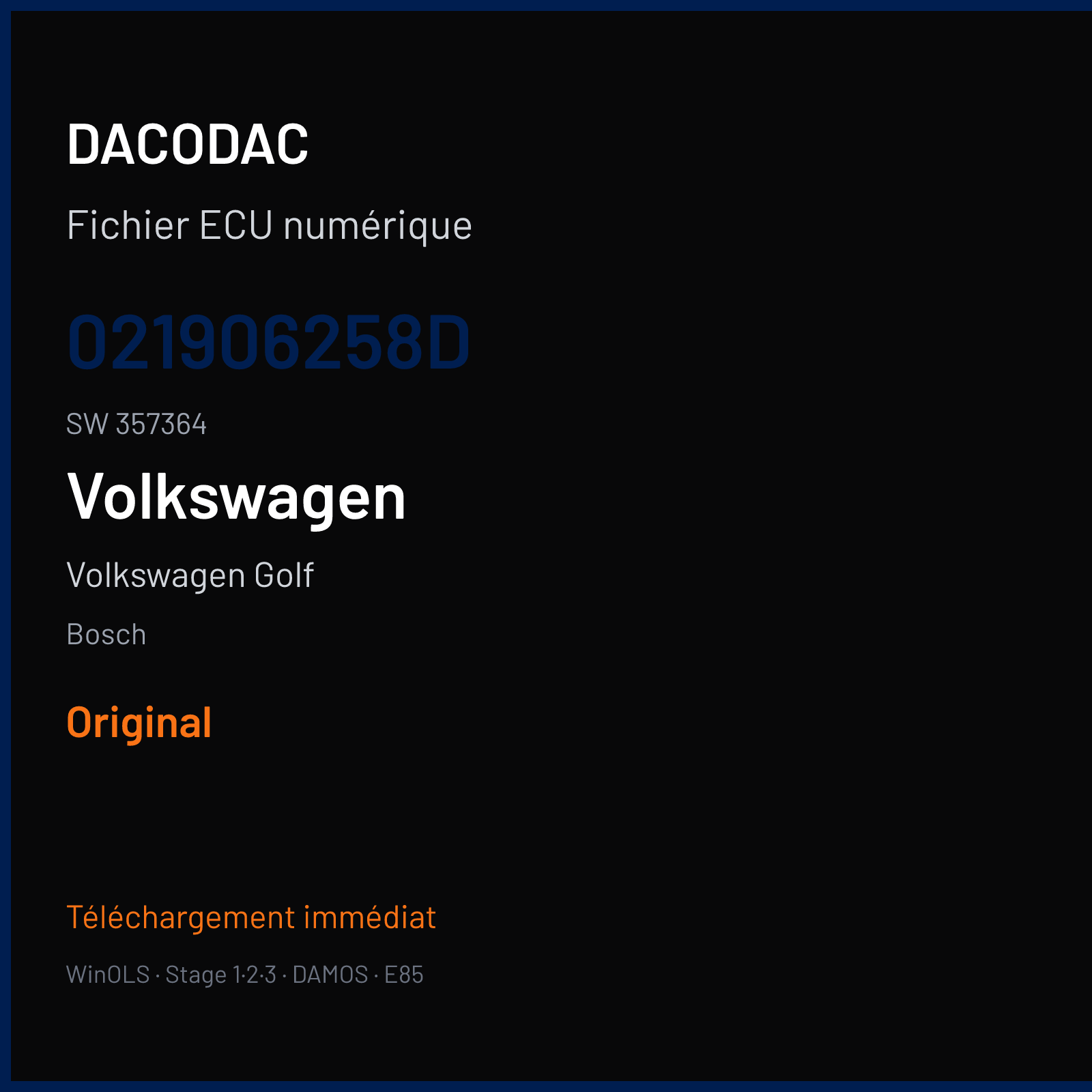 Volkswagen Golf — Bosch — 021906258D · 357364 — Original