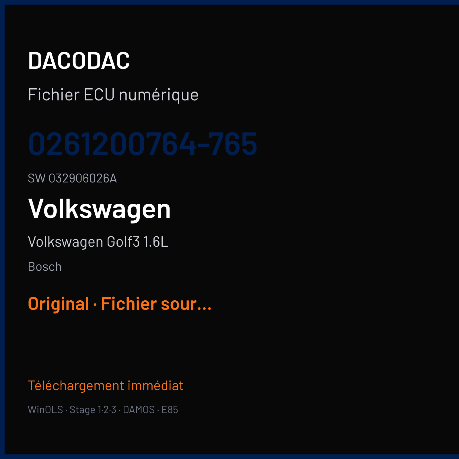 Volkswagen Golf3 1.6L (1995) — Bosch — 0261200764-765 · 032906026A — Original