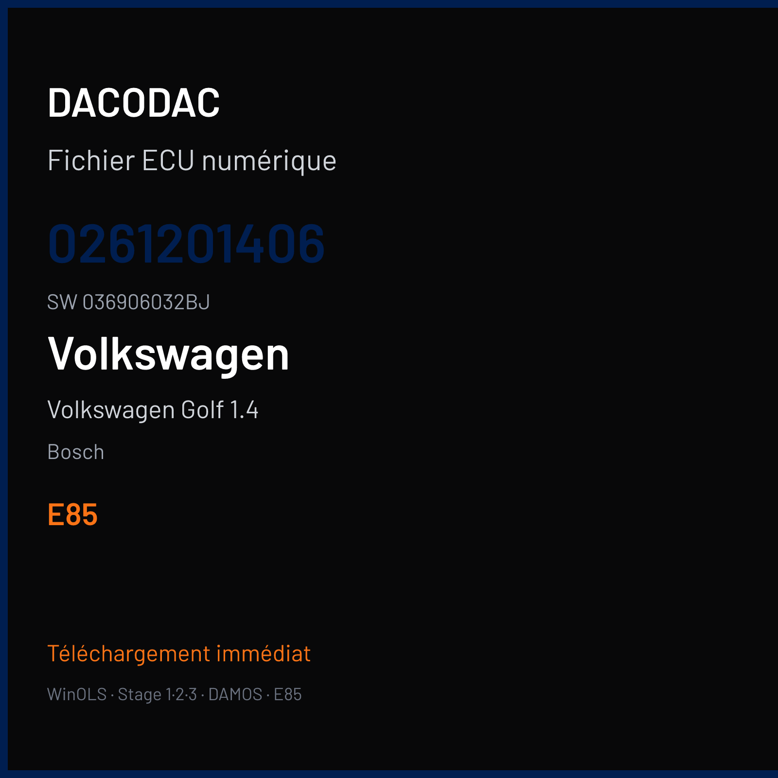 Volkswagen Golf 1.4 — Bosch — 0261201406 · 036906032BJ · 1037381469 — E85
