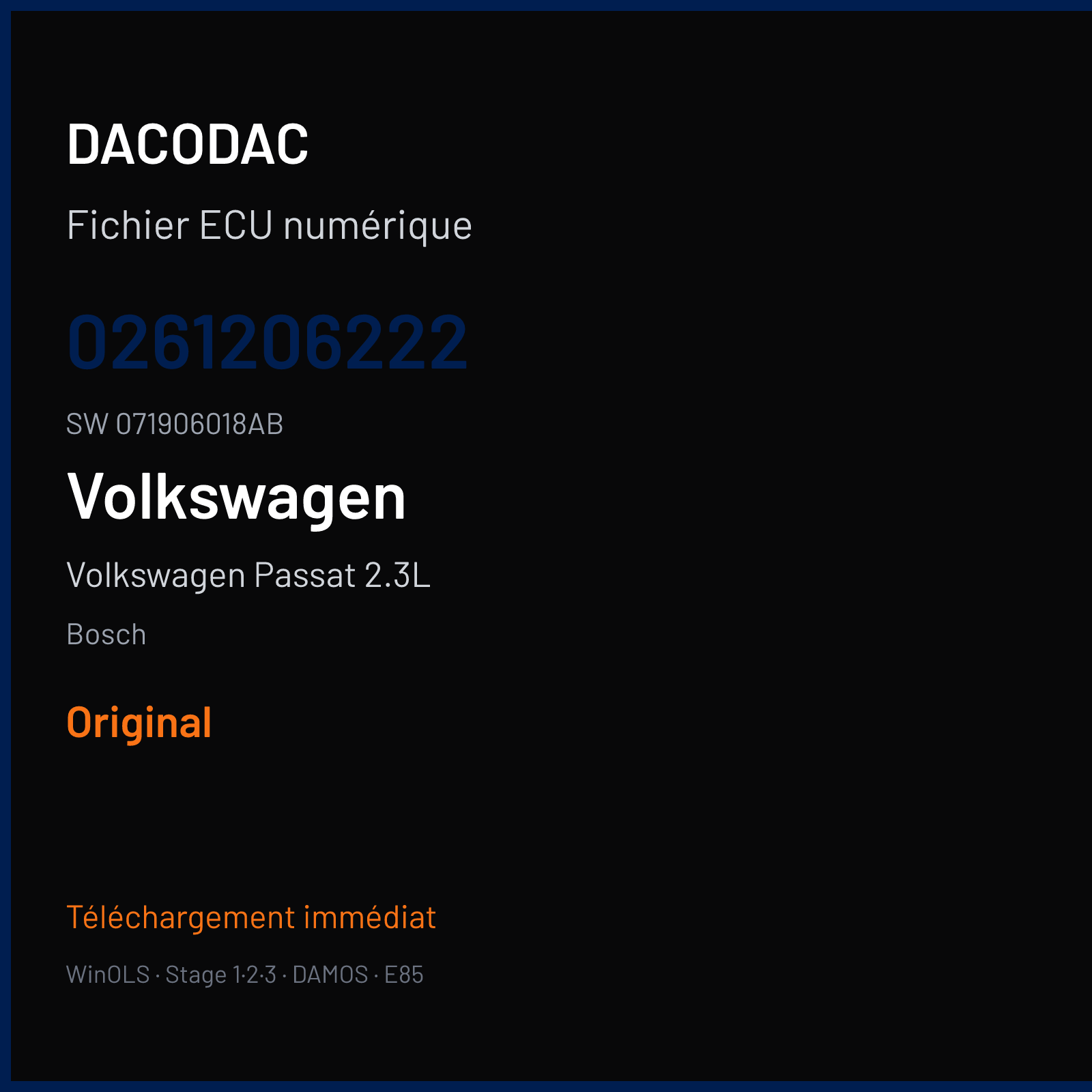 Volkswagen Passat 2.3L 150 ch (1998) — Bosch — 0261206222 · 071906018AB · 350055 Undefined — Original