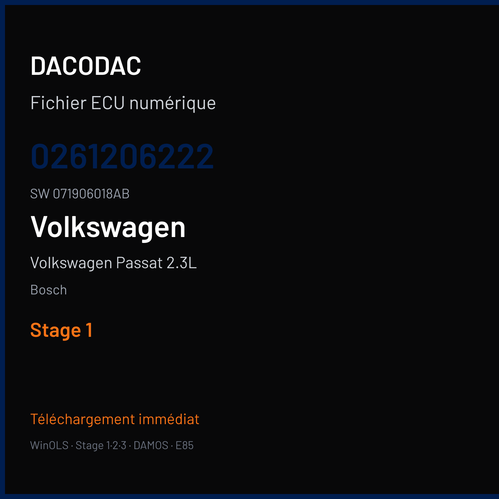 Volkswagen Passat 2.3L 150 ch (1998) — Bosch — 0261206222 · 071906018AB · 350055 Undefined — Stage 1
