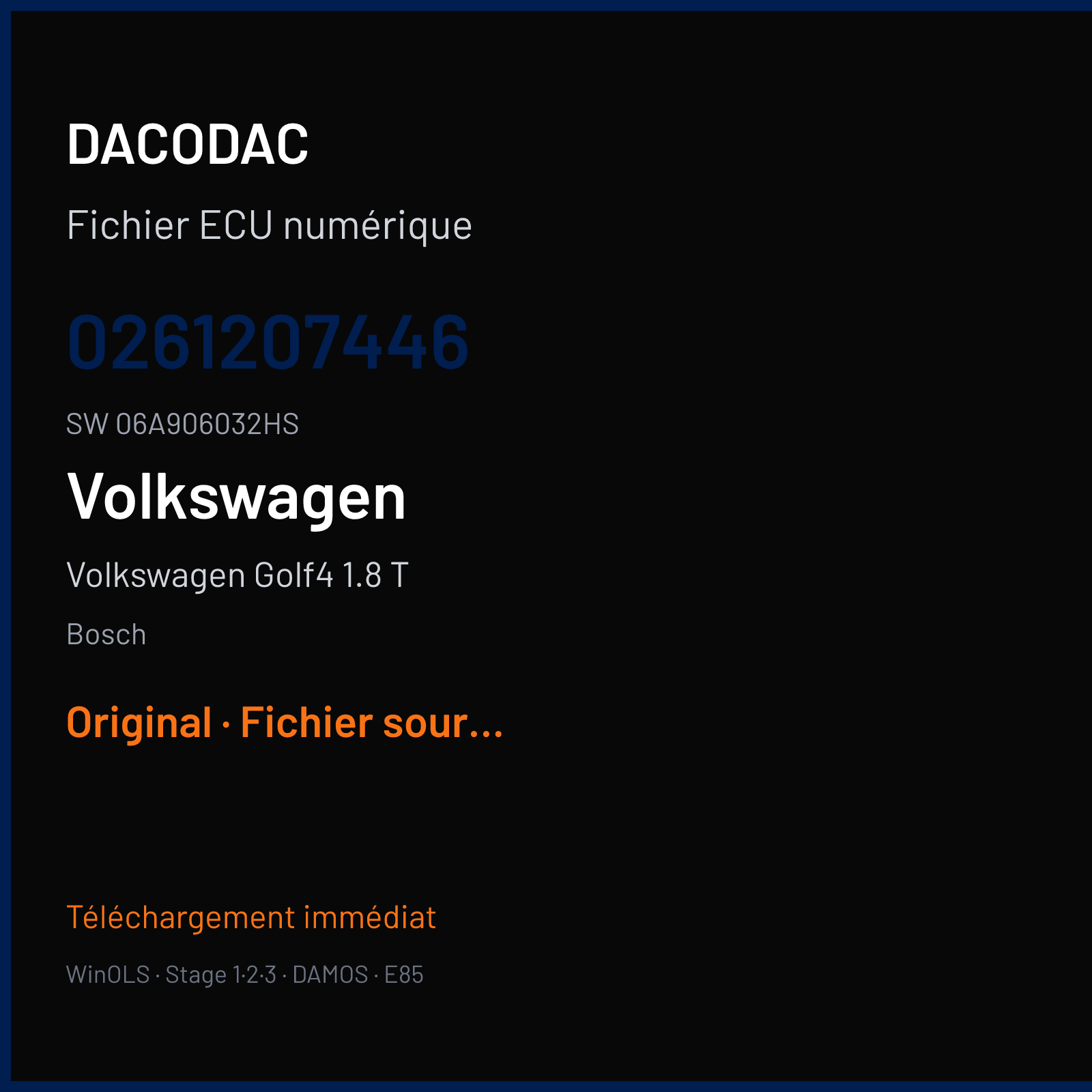 Volkswagen Golf4 1.8 T (2003) — Bosch — 0261207446 · 06A906032HS — Original