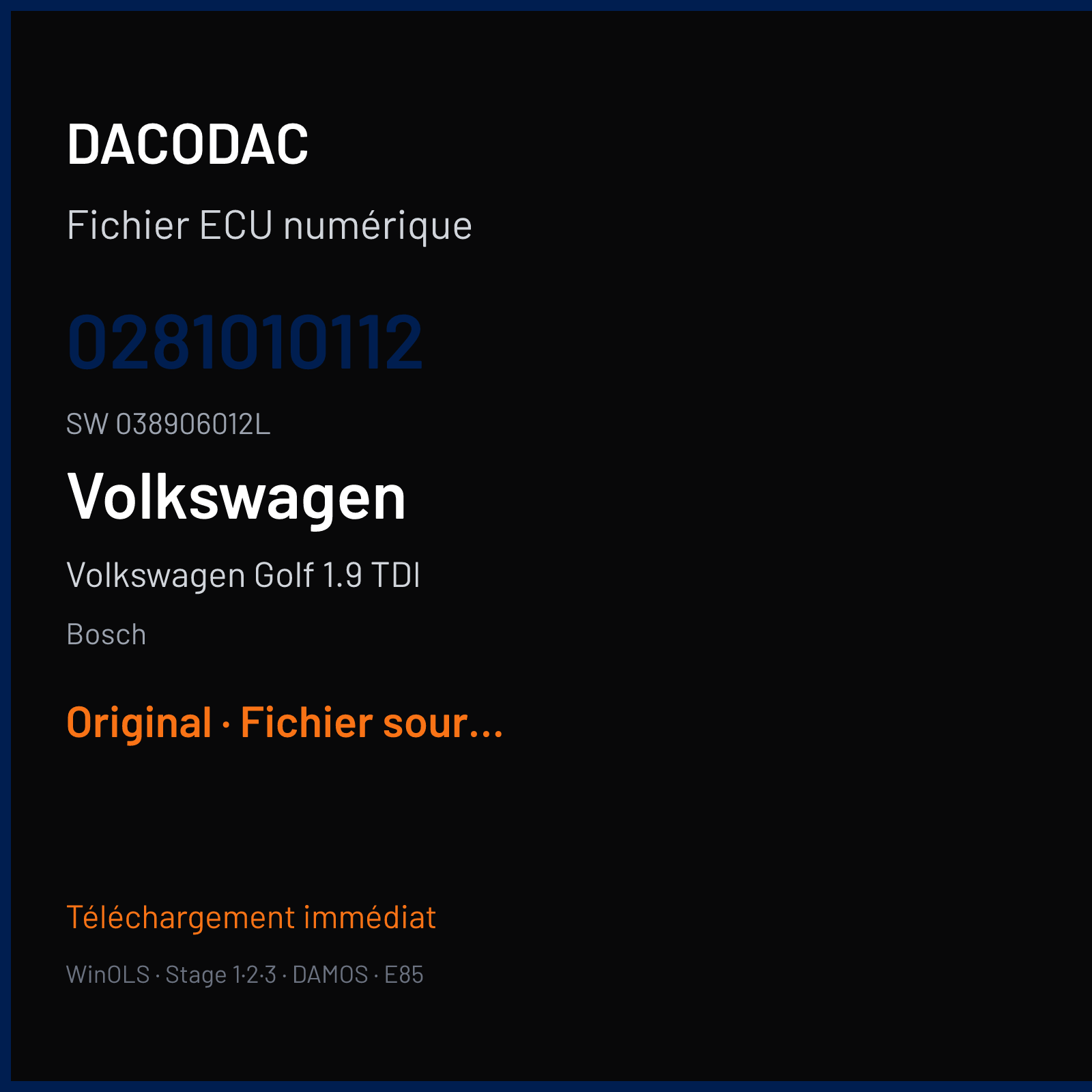 Volkswagen Golf 1.9 TDI (2004) — Bosch — 0281010112 · 038906012L — Original