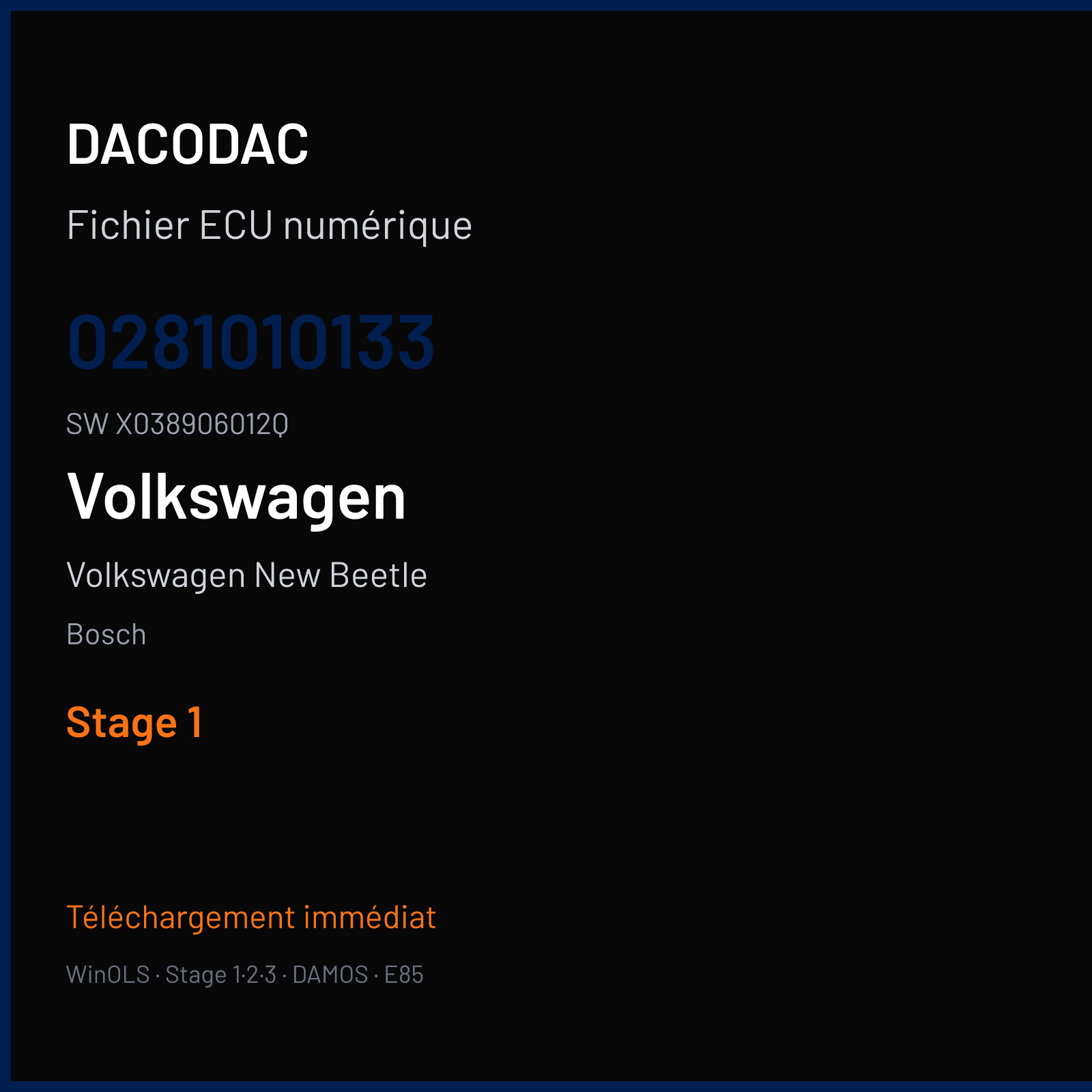 Volkswagen New Beetle 90 ch — Bosch — 0281010133 · X038906012Q · 352571 — Stage 1
