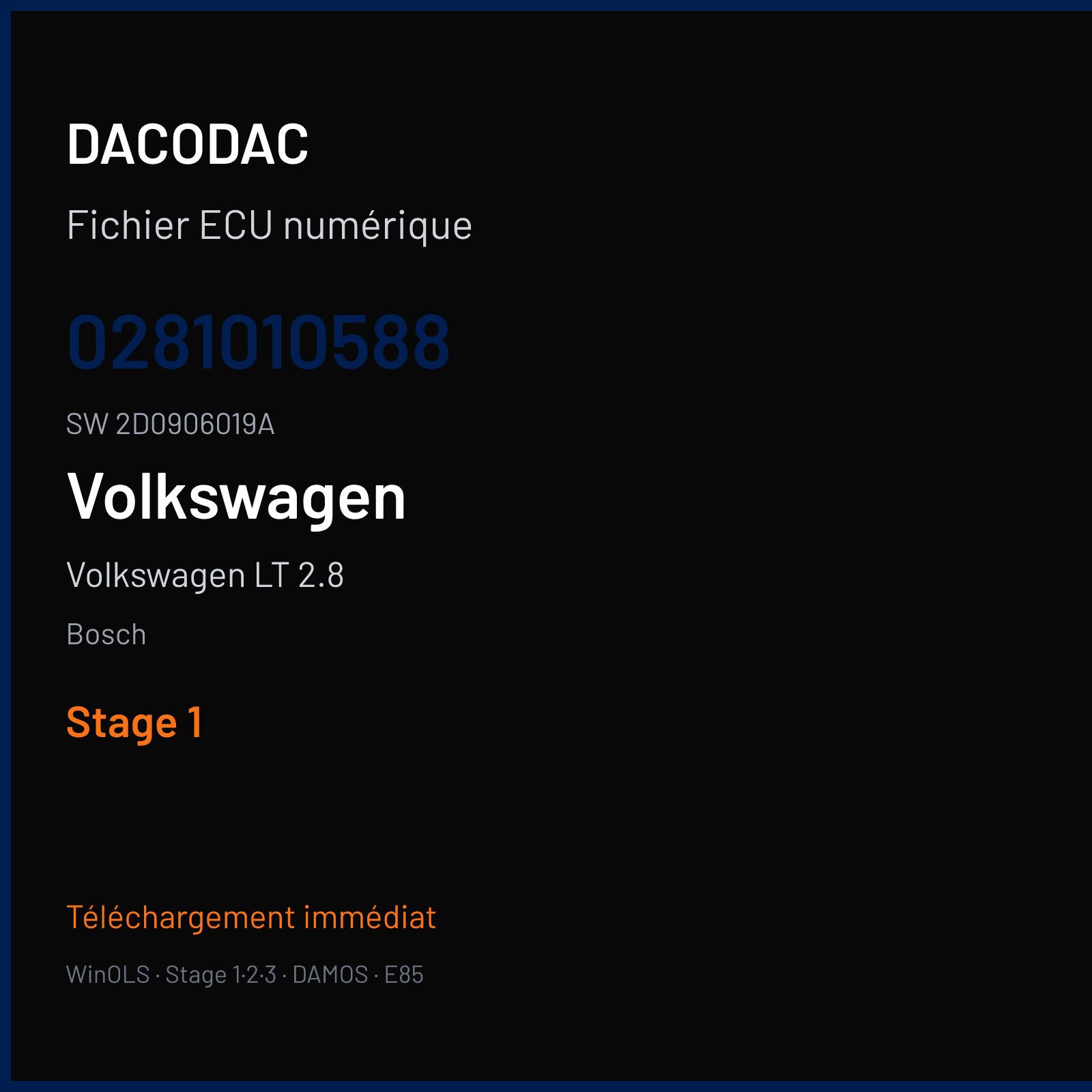 Volkswagen LT 2.8 155 ch — Bosch — 0281010588 · 2D0906019A · 351897 Undefined — Stage 1