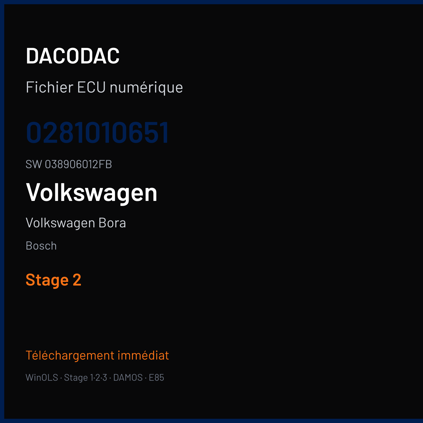 Volkswagen Bora 110 ch — Bosch — 0281010651 · 038906012FB · 360774 nodata — Stage 2