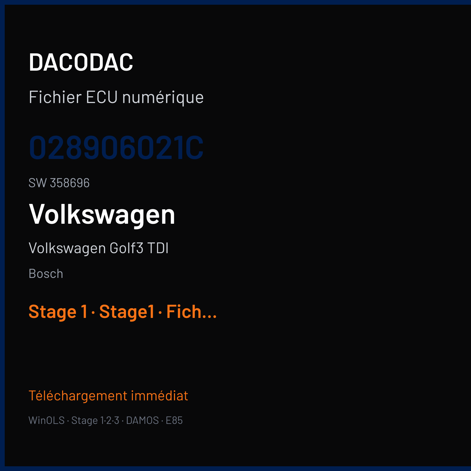Volkswagen Golf3 TDI (2004) — Bosch — 028906021C · 358696 — Stage 1