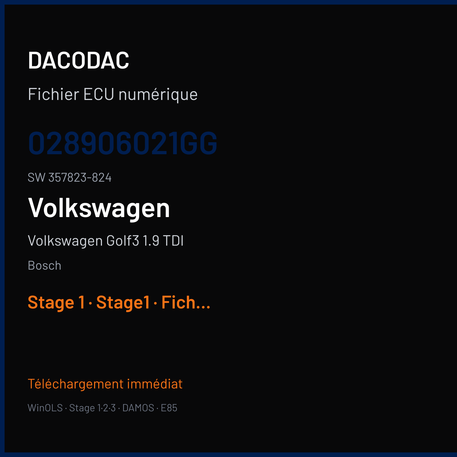 Volkswagen Golf3 1.9 TDI — Bosch — 028906021GG · 357823-824 — Stage 1