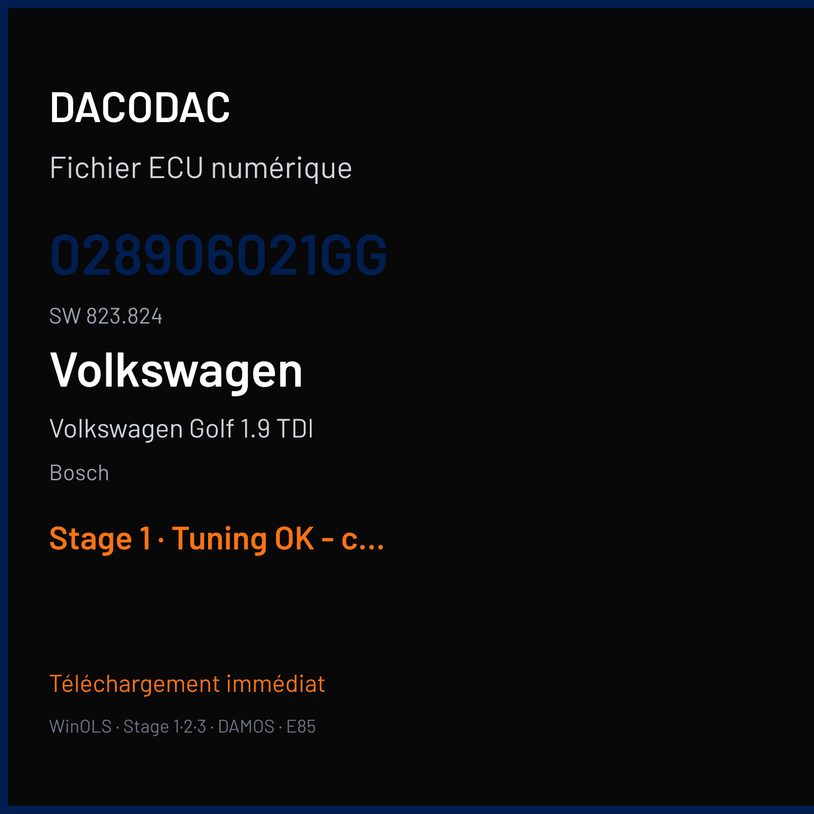 Volkswagen Golf 1.9 TDI — Bosch — 028906021GG · 823.824 — Stage 1