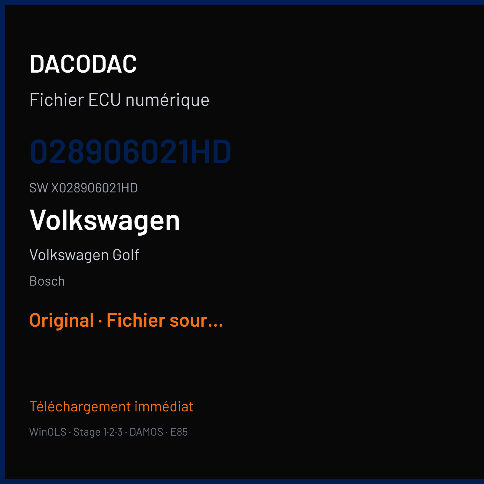 Volkswagen Golf — Bosch — 028906021HD · X028906021HD — Original