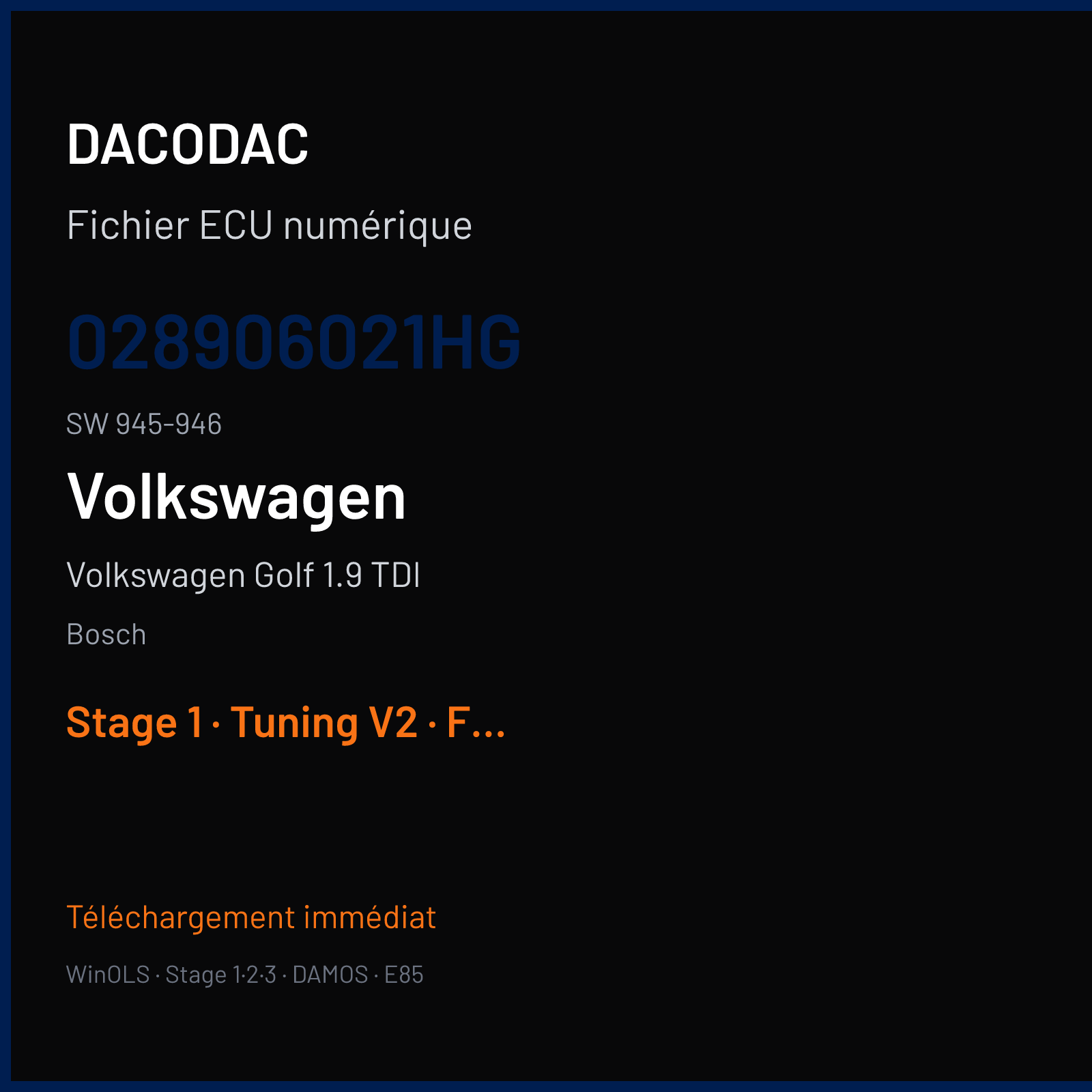 Volkswagen Golf 1.9 TDI — Bosch — 028906021HG · 945-946 — Stage 1