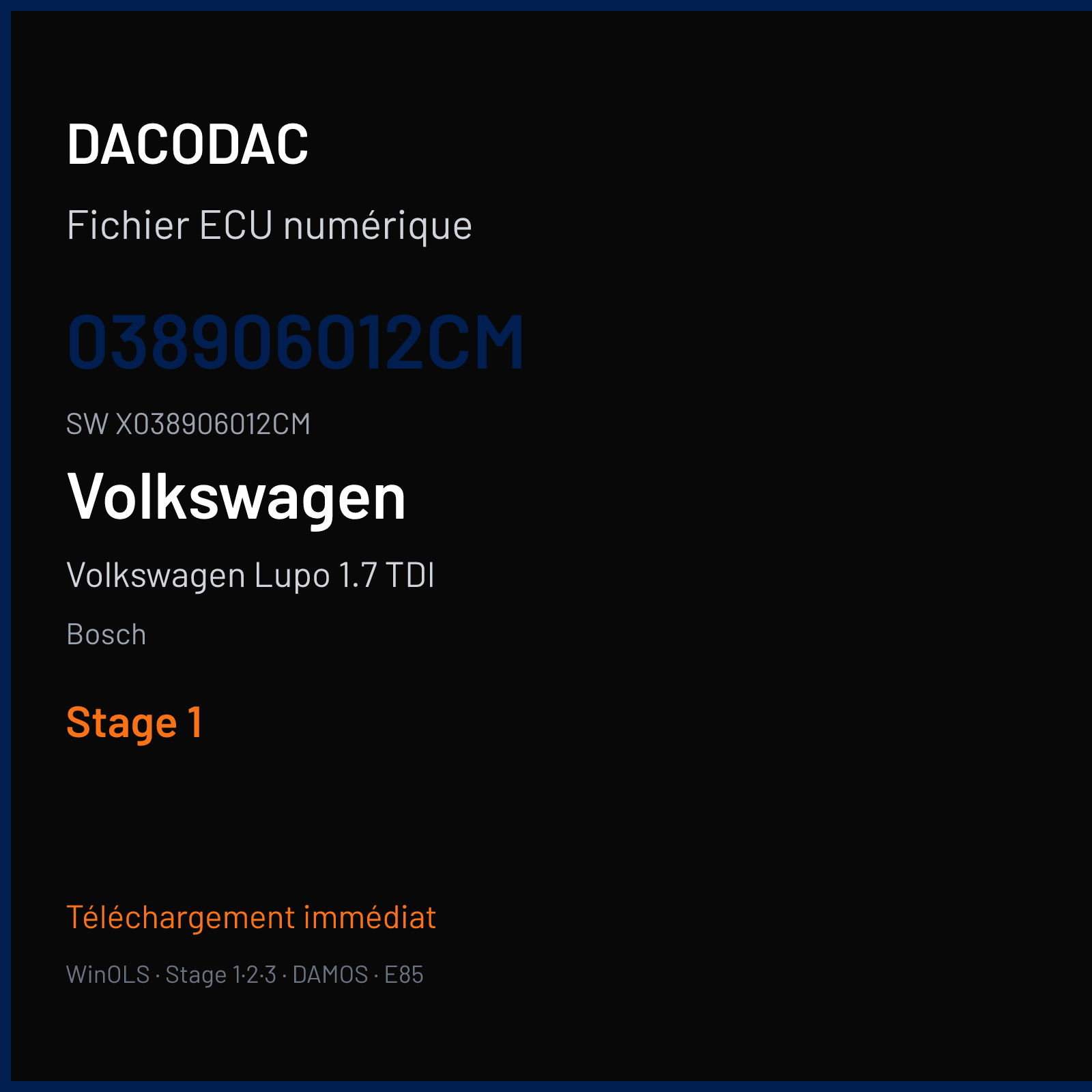 Volkswagen Lupo 1.7 TDI 60 ch (1999) — Bosch — 038906012CM · X038906012CM · 354651 — Stage 1