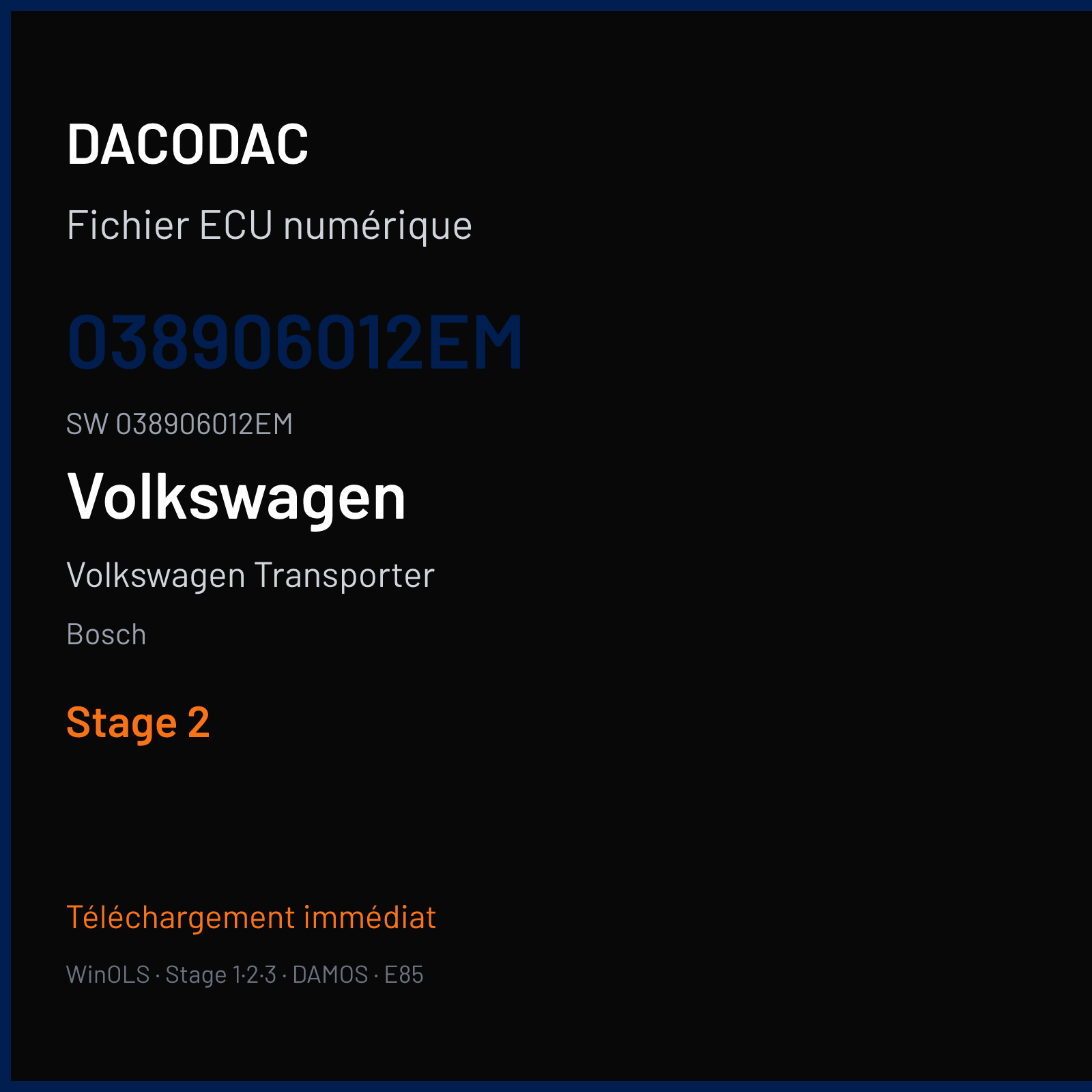 Volkswagen Transporter 102 ch — Bosch — 038906012EM · 038906012EM · 363222 — Stage 2