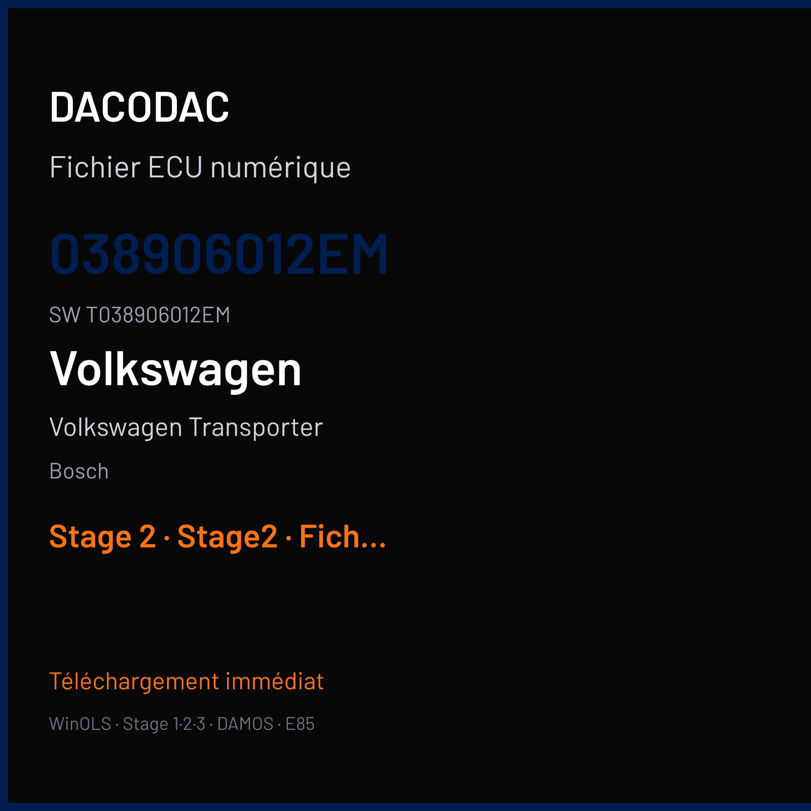 Volkswagen Transporter 102 ch — Bosch — 038906012EM · T038906012EM · 363222 — Stage 2
