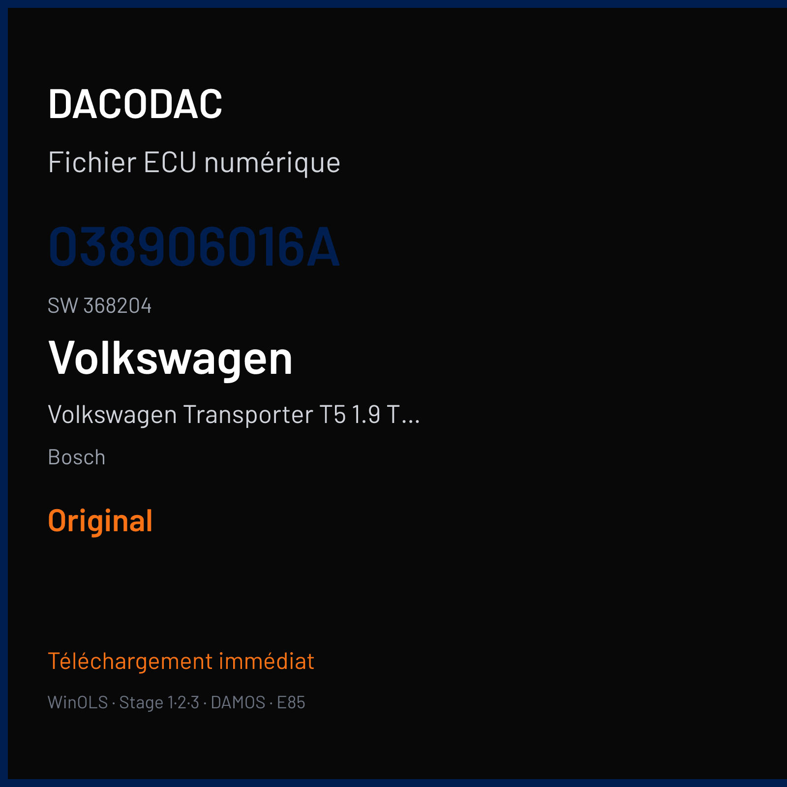 Volkswagen Transporter T5 1.9 TDI (2005) — Bosch — 038906016A · 368204 — Original