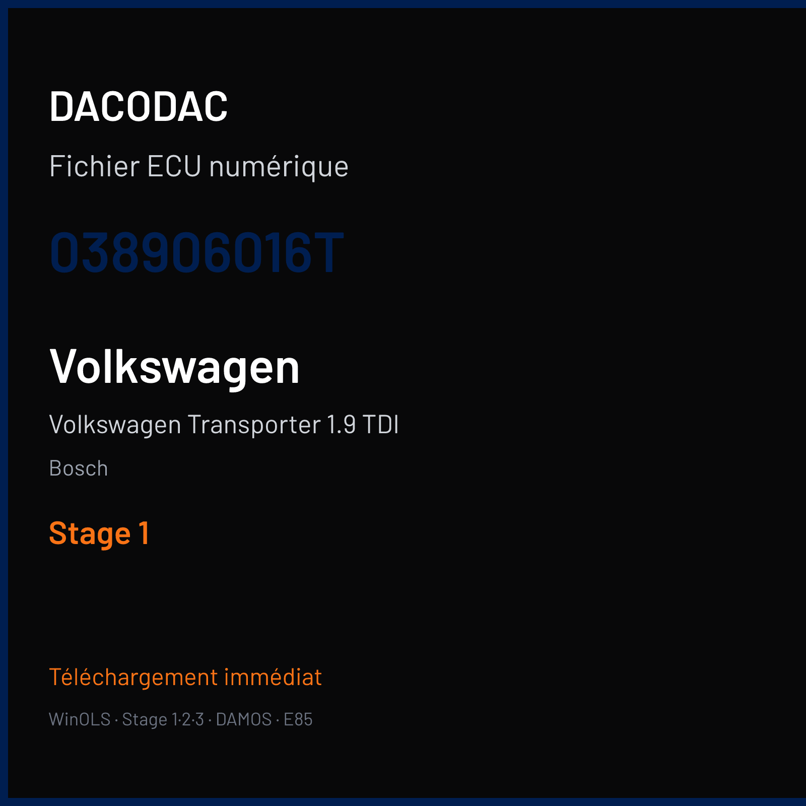 Volkswagen Transporter 1.9 TDI (2006) — Bosch — 038906016T — Stage 1