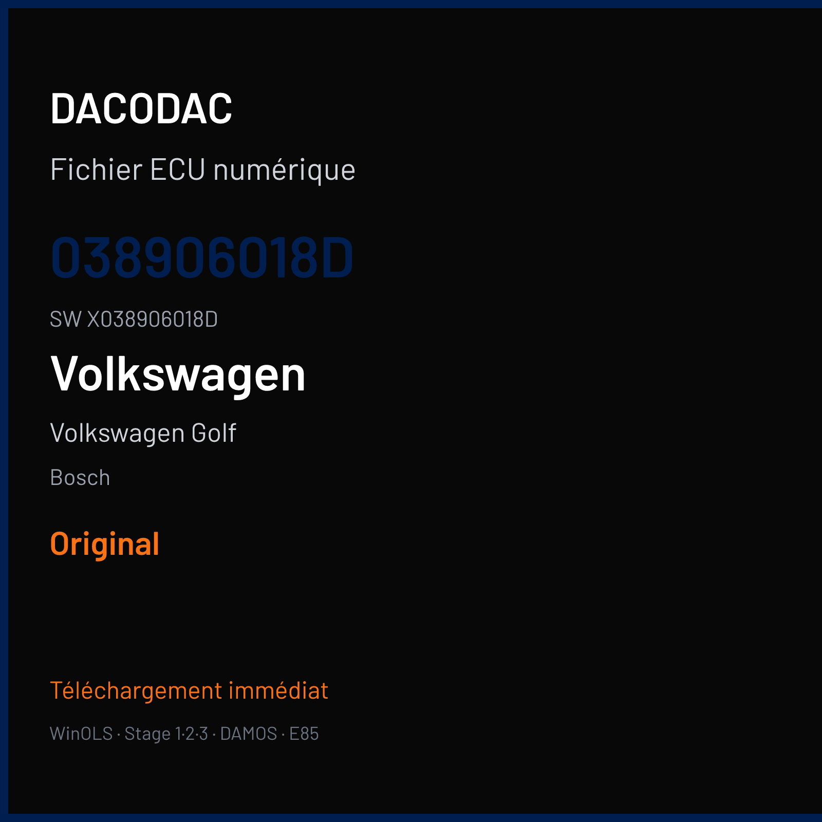 Volkswagen Golf 90 ch — Bosch — 038906018D · X038906018D — Original