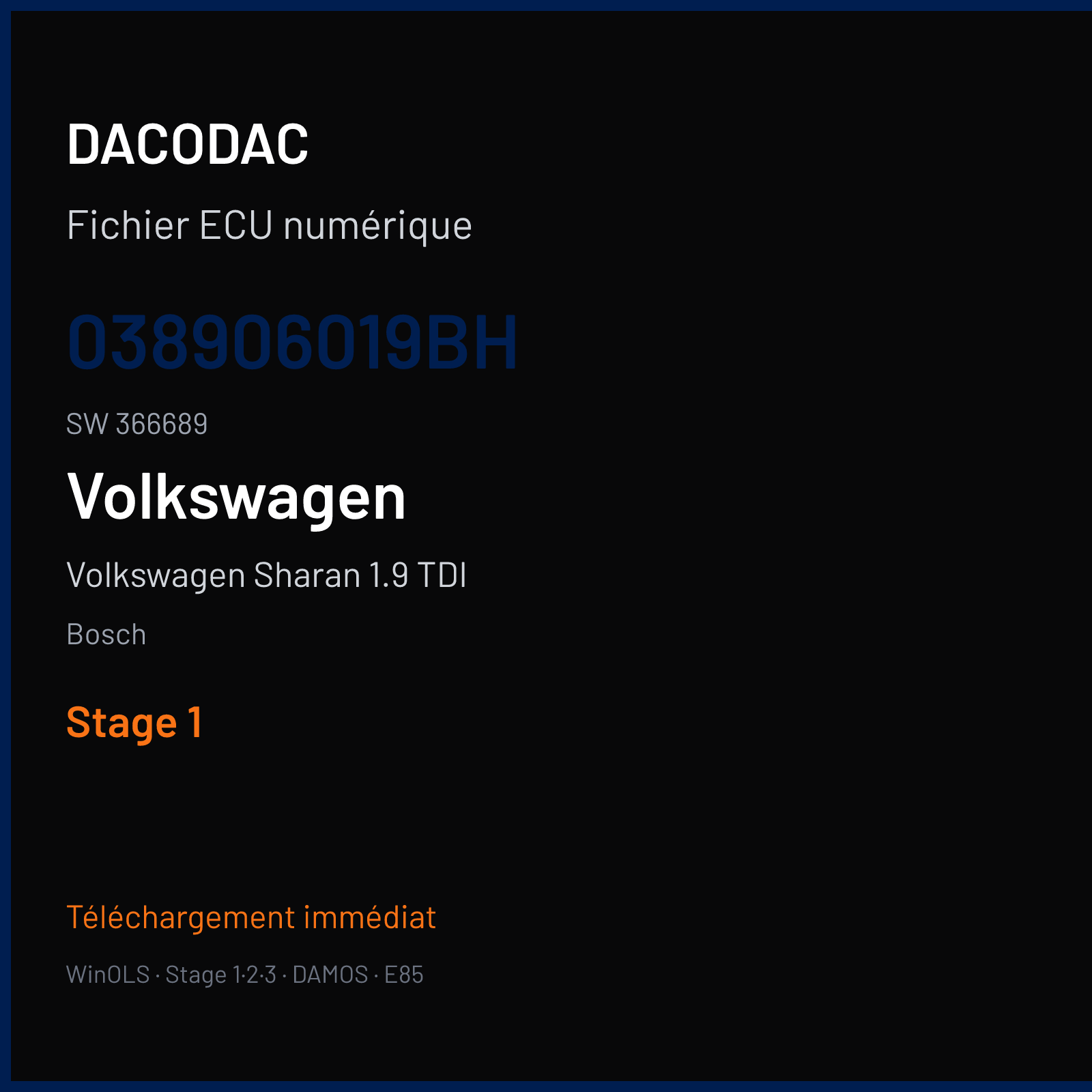 Volkswagen Sharan 1.9 TDI — Bosch — 038906019BH · 366689 — Stage 1
