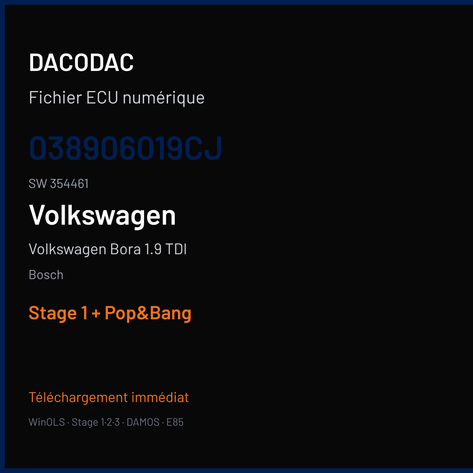 Volkswagen Bora 1.9 TDI (2004) — Bosch — 038906019CJ · 354461 — Stage 1 + Pop&Bang