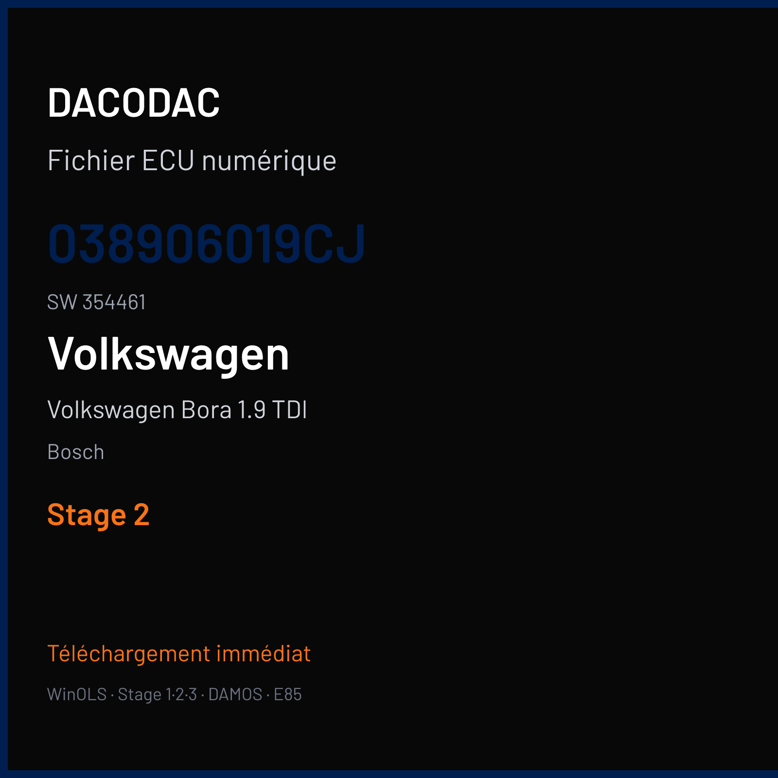 Volkswagen Bora 1.9 TDI (2000) — Bosch — 038906019CJ · 354461 — Stage 2