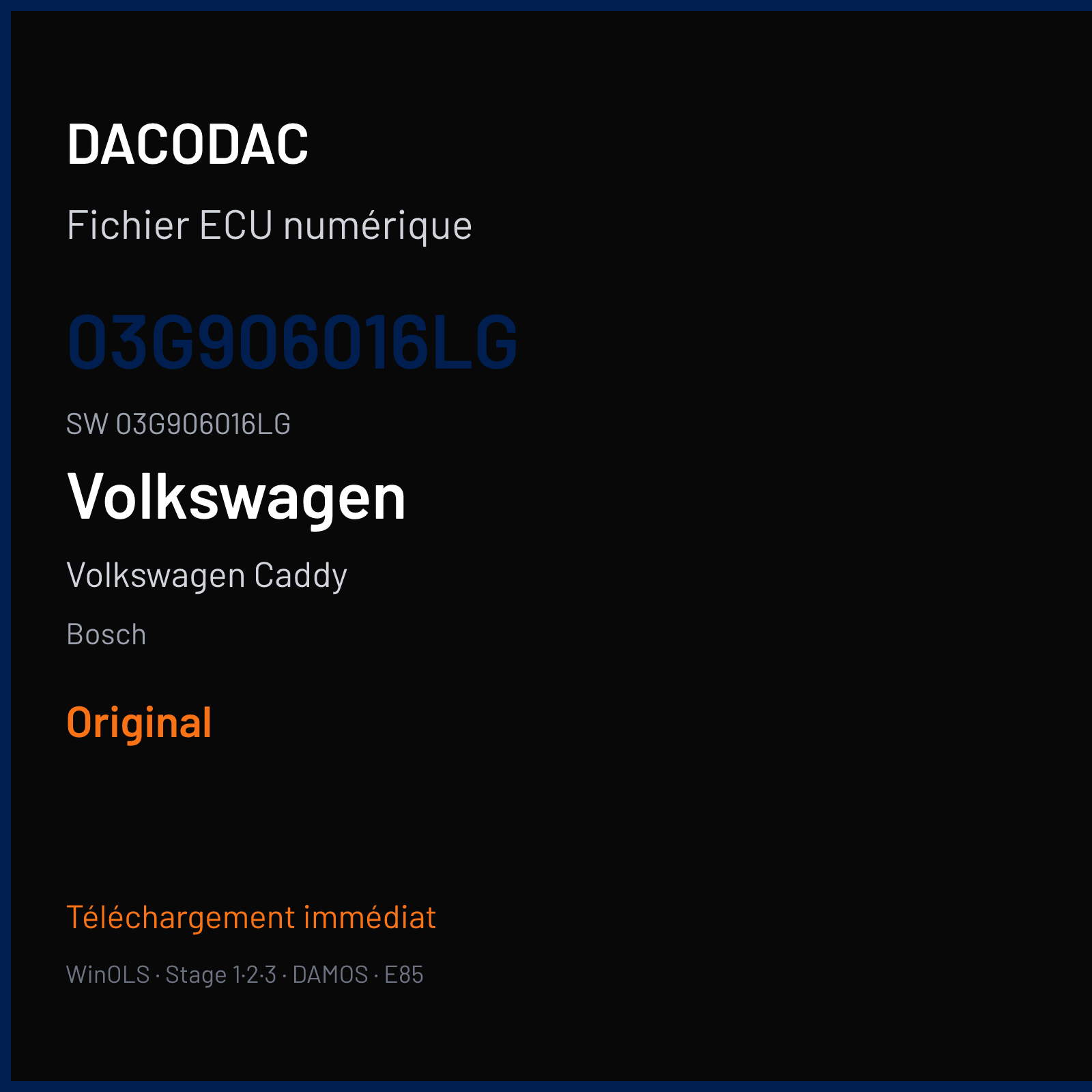 Volkswagen Caddy 105 ch — Bosch — 03G906016LG · 03G906016LG · 389279 — Original