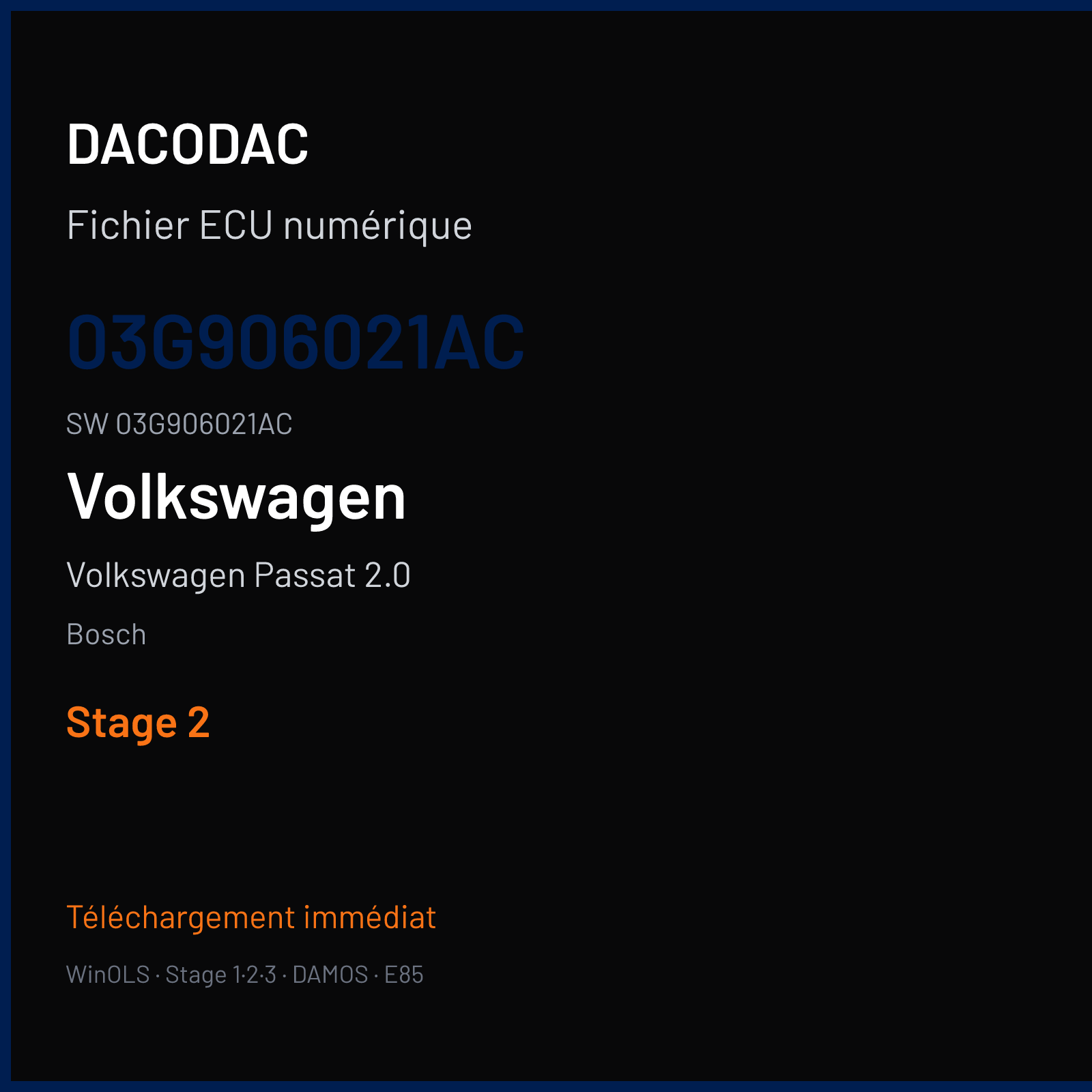 Volkswagen Passat 2.0 140 ch — Bosch — 03G906021AC · 03G906021AC · 378802 — Stage 2