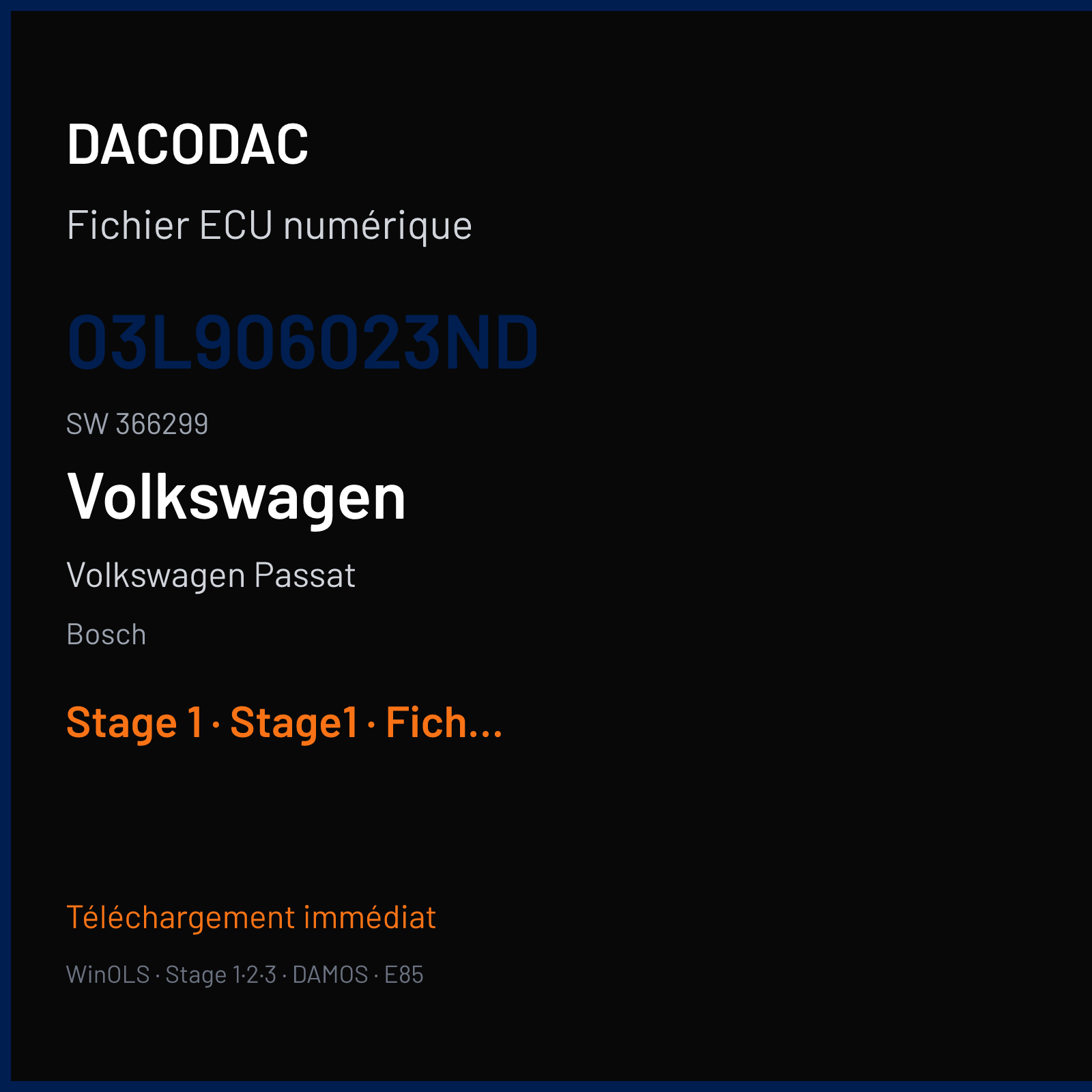 Volkswagen Passat — Bosch — 03L906023ND · 366299 — Stage 1