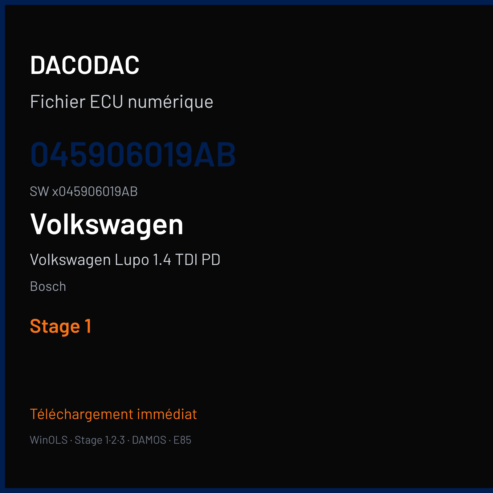 Volkswagen Lupo 1.4 TDI PD 75 ch (2002) — Bosch — 045906019AB · x045906019AB · 354620 — Stage 1