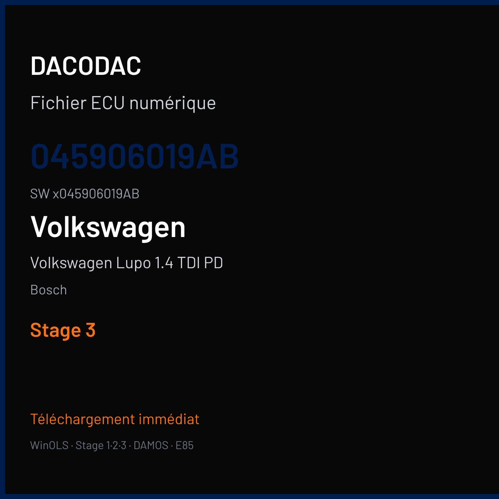 Volkswagen Lupo 1.4 TDI PD 75 ch (2002) — Bosch — 045906019AB · x045906019AB · 354620 — Stage 3