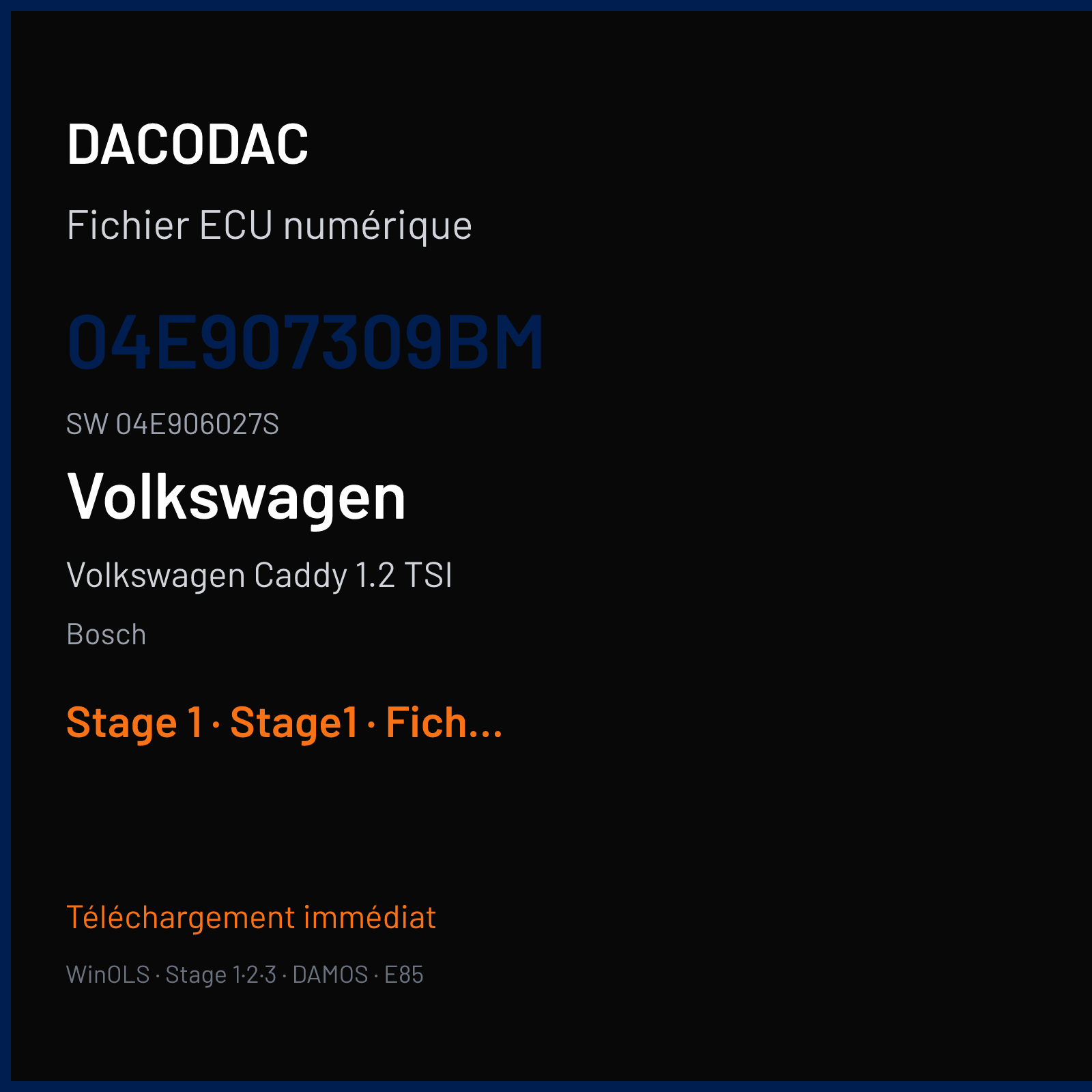 Volkswagen Caddy 1.2 TSI (2015) — Bosch — 04E907309BM · 04E906027S — Stage 1