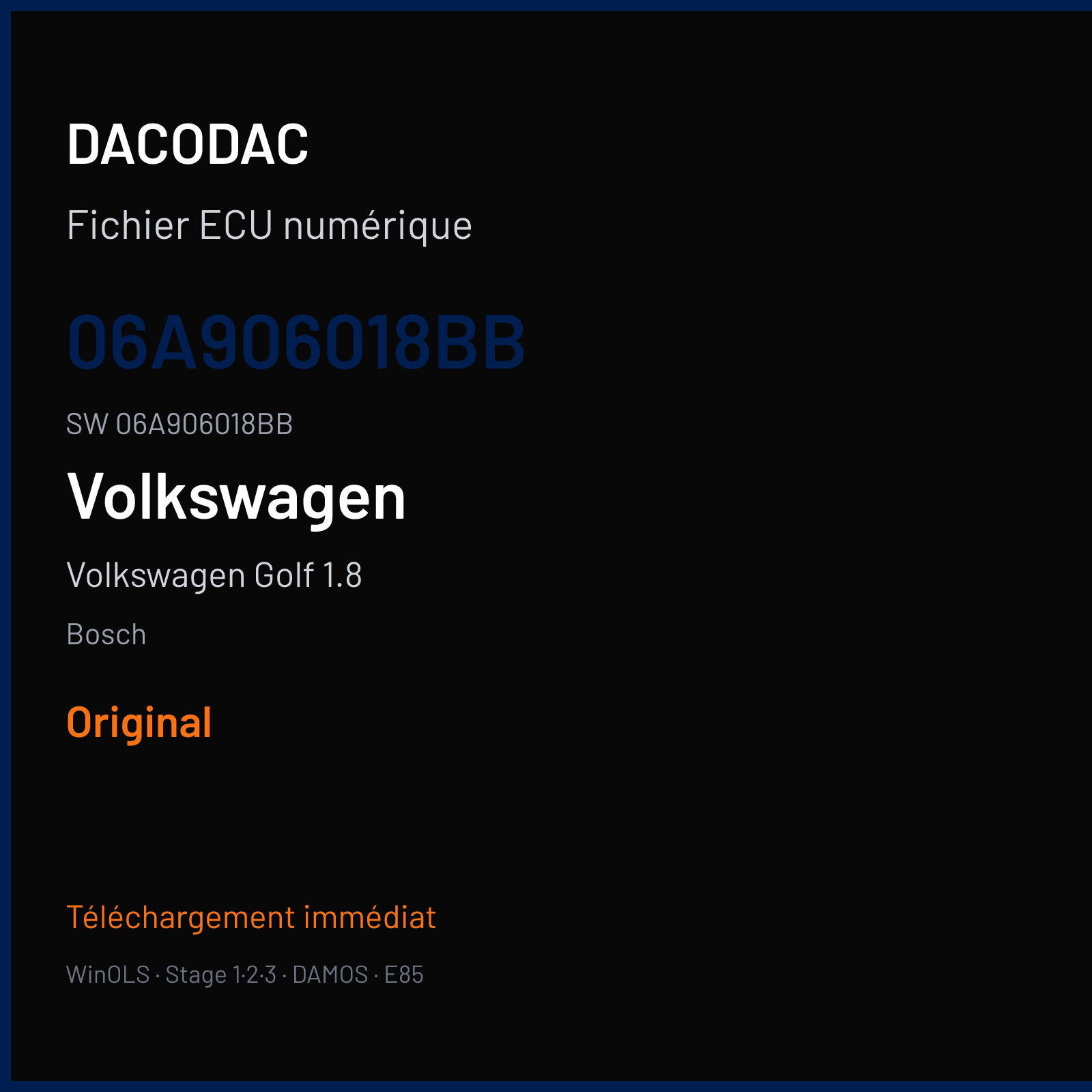 Volkswagen Golf 1.8 150 ch — Bosch — 06A906018BB · 06A906018BB · 358105 — Original