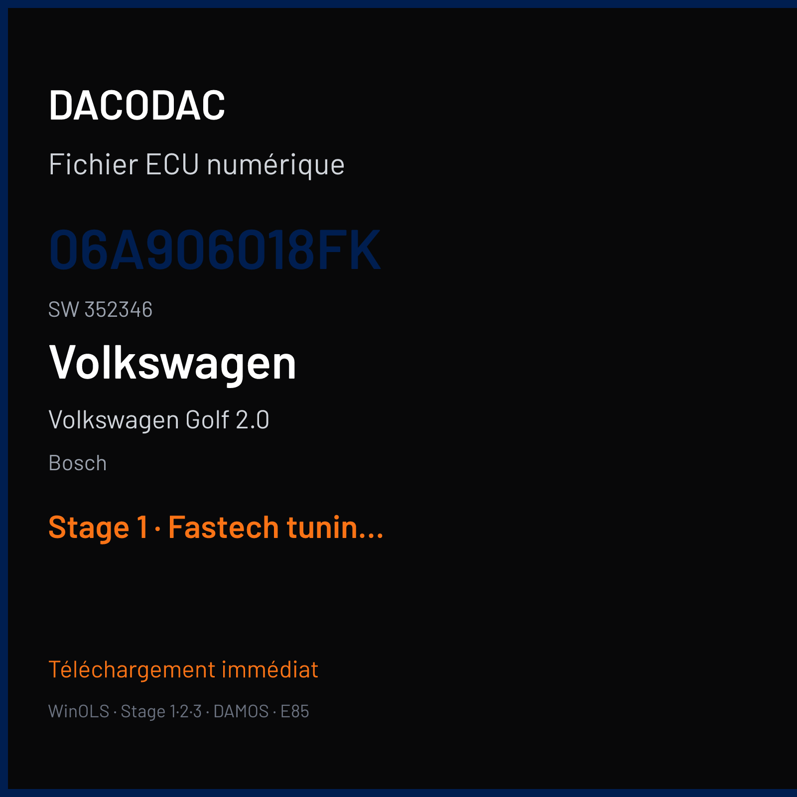 Volkswagen Golf 2.0 (2001) — Bosch — 06A906018FK · 352346 — Stage 1