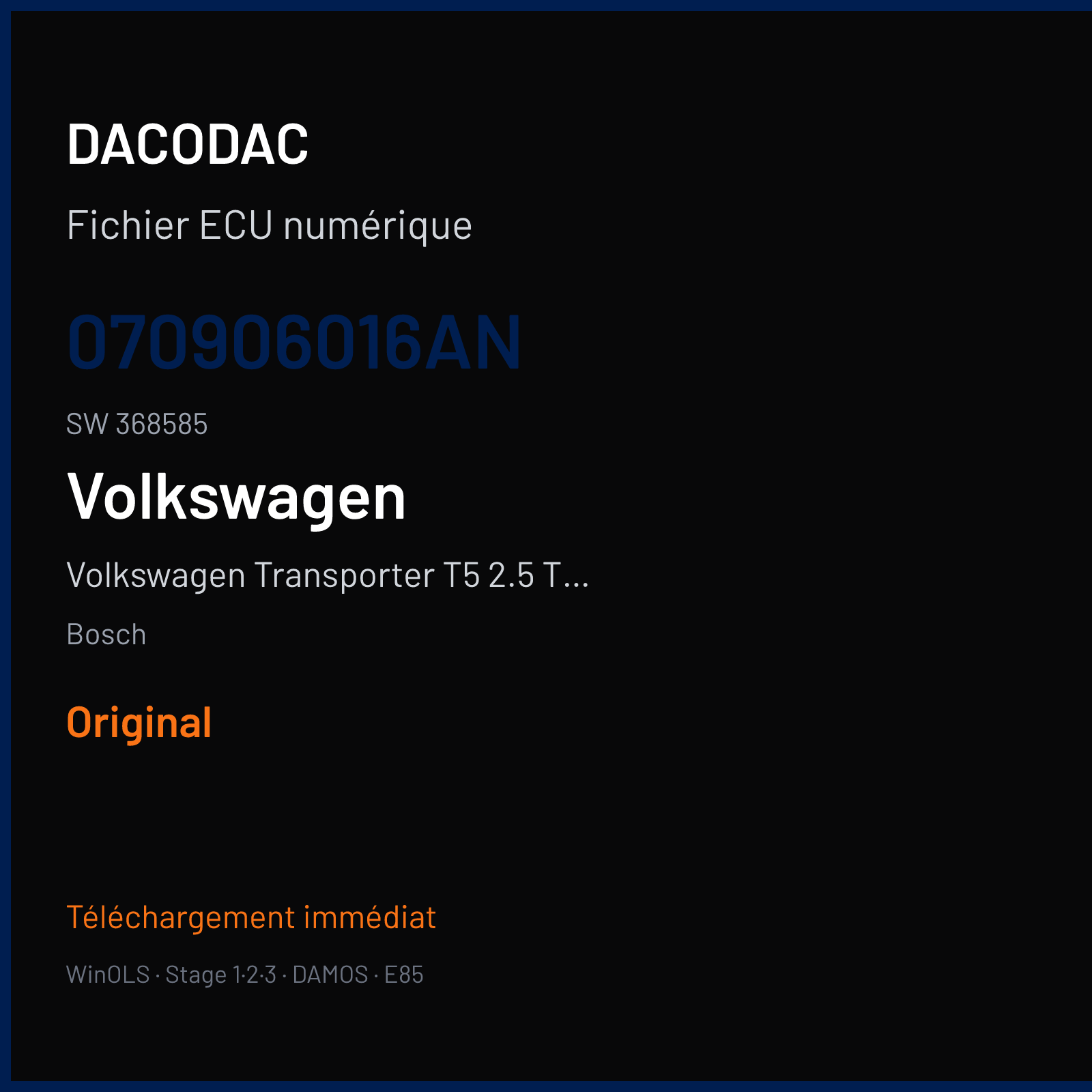 Volkswagen Transporter T5 2.5 TDI (2007) — Bosch — 070906016AN · 368585 — Original