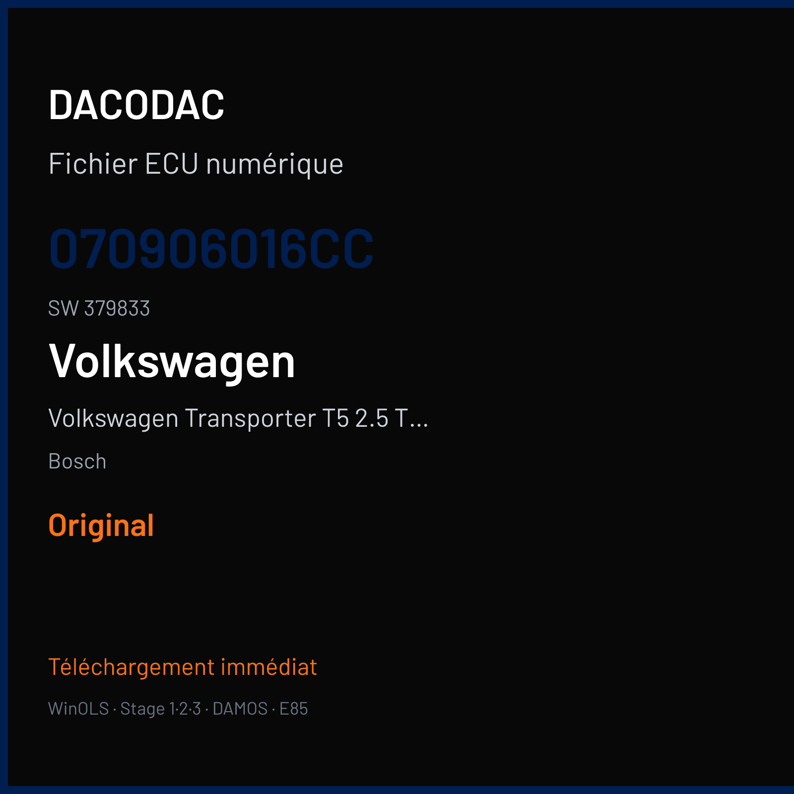 Volkswagen Transporter T5 2.5 TDI (2005) — Bosch — 070906016CC · 379833 — Original