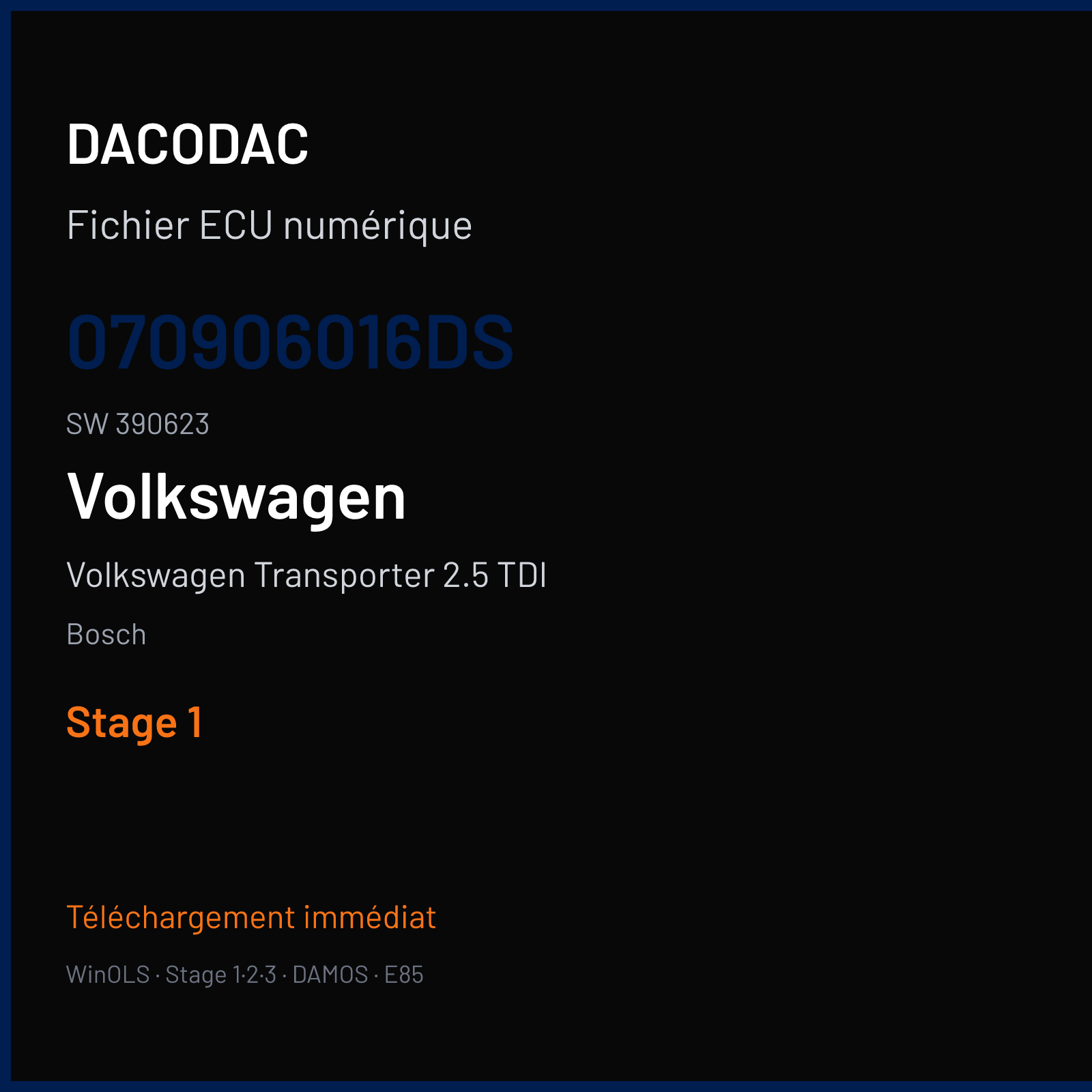 Volkswagen Transporter 2.5 TDI (2008) — Bosch — 070906016DS · 390623 — Stage 1