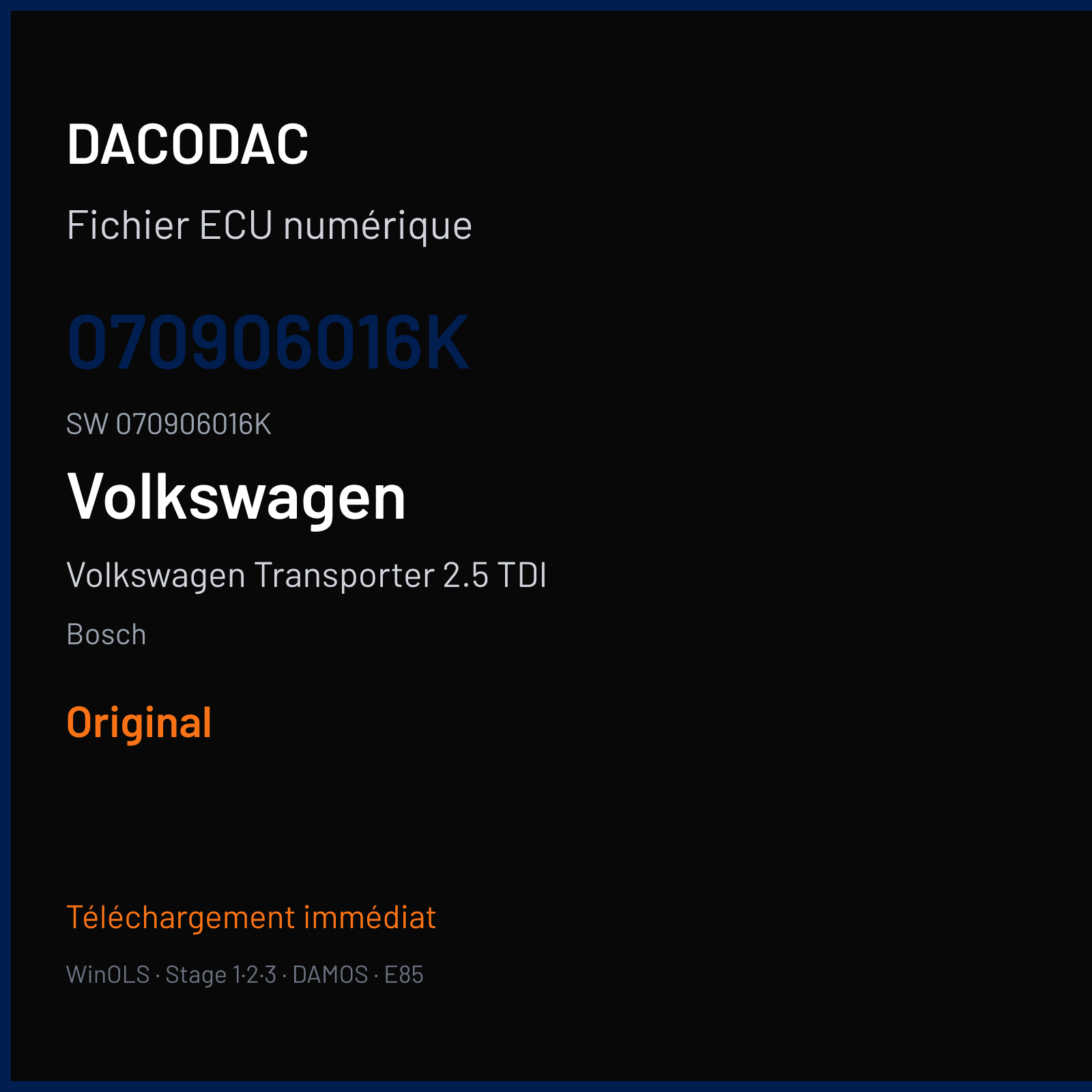 Volkswagen Transporter 2.5 TDI 174 ch (2004) — Bosch — 070906016K · 070906016K · 370884 — Original