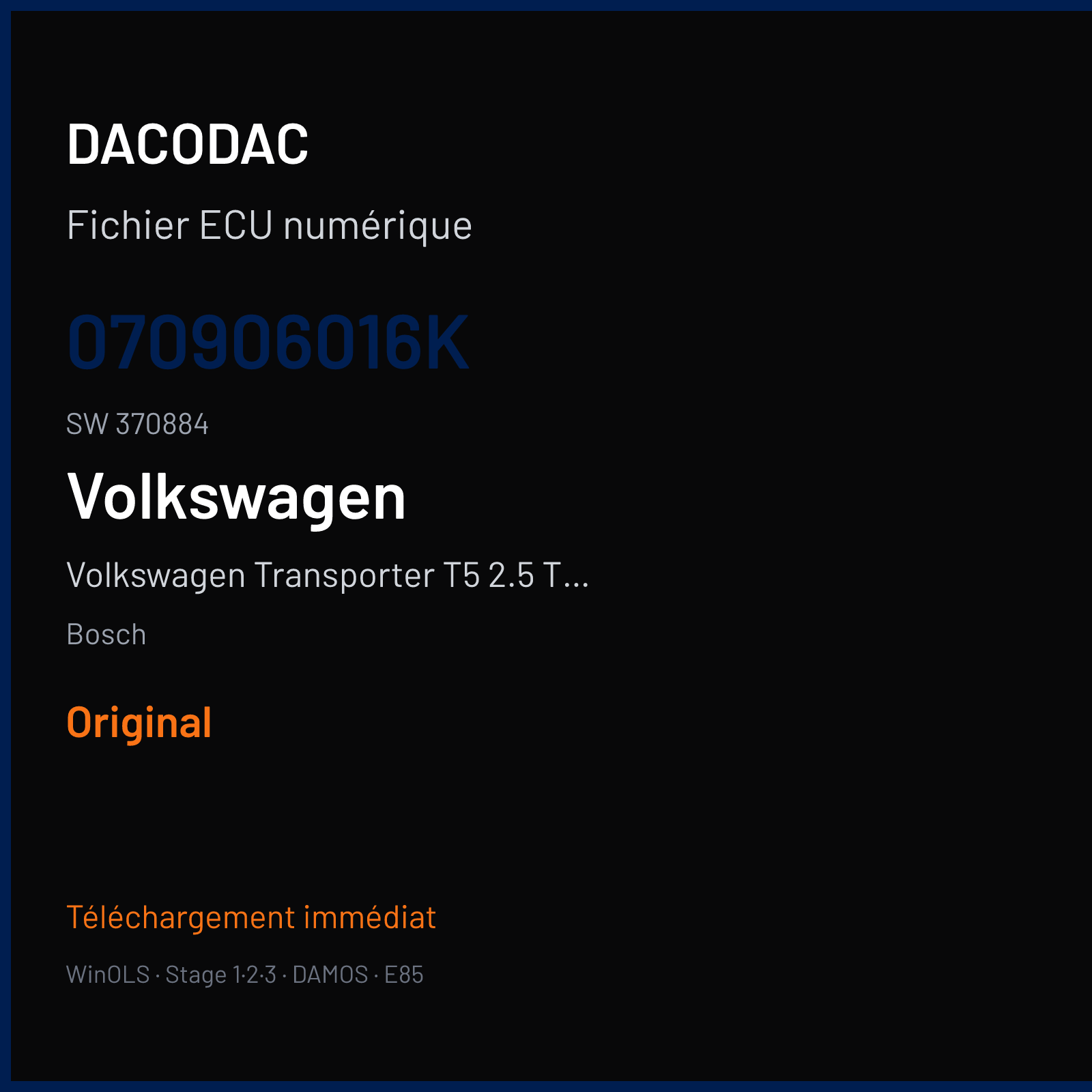 Volkswagen Transporter T5 2.5 TDI (2002) — Bosch — 070906016K · 370884 — Original
