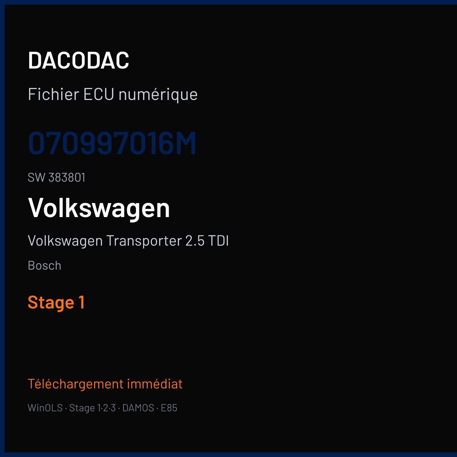 Volkswagen Transporter 2.5 TDI (2007) — Bosch — 070997016M · 383801 — Stage 1