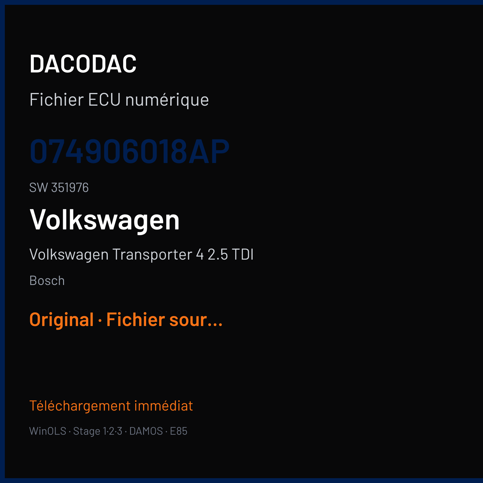 Volkswagen Transporter 4 2.5 TDI — Bosch — 074906018AP · 351976 — Original