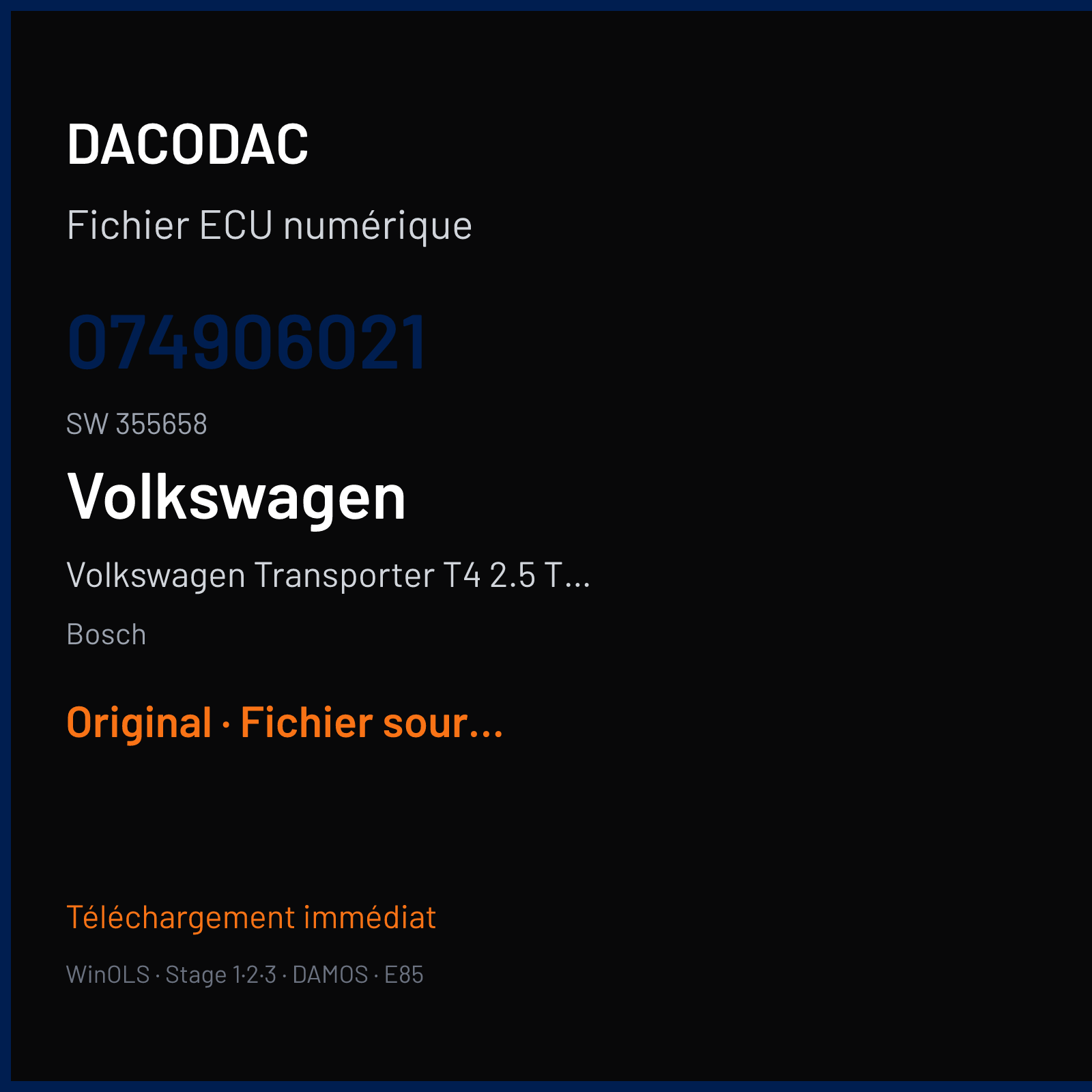 Volkswagen Transporter T4 2.5 TDI (1996) — Bosch — 074906021 · 355658 — Original