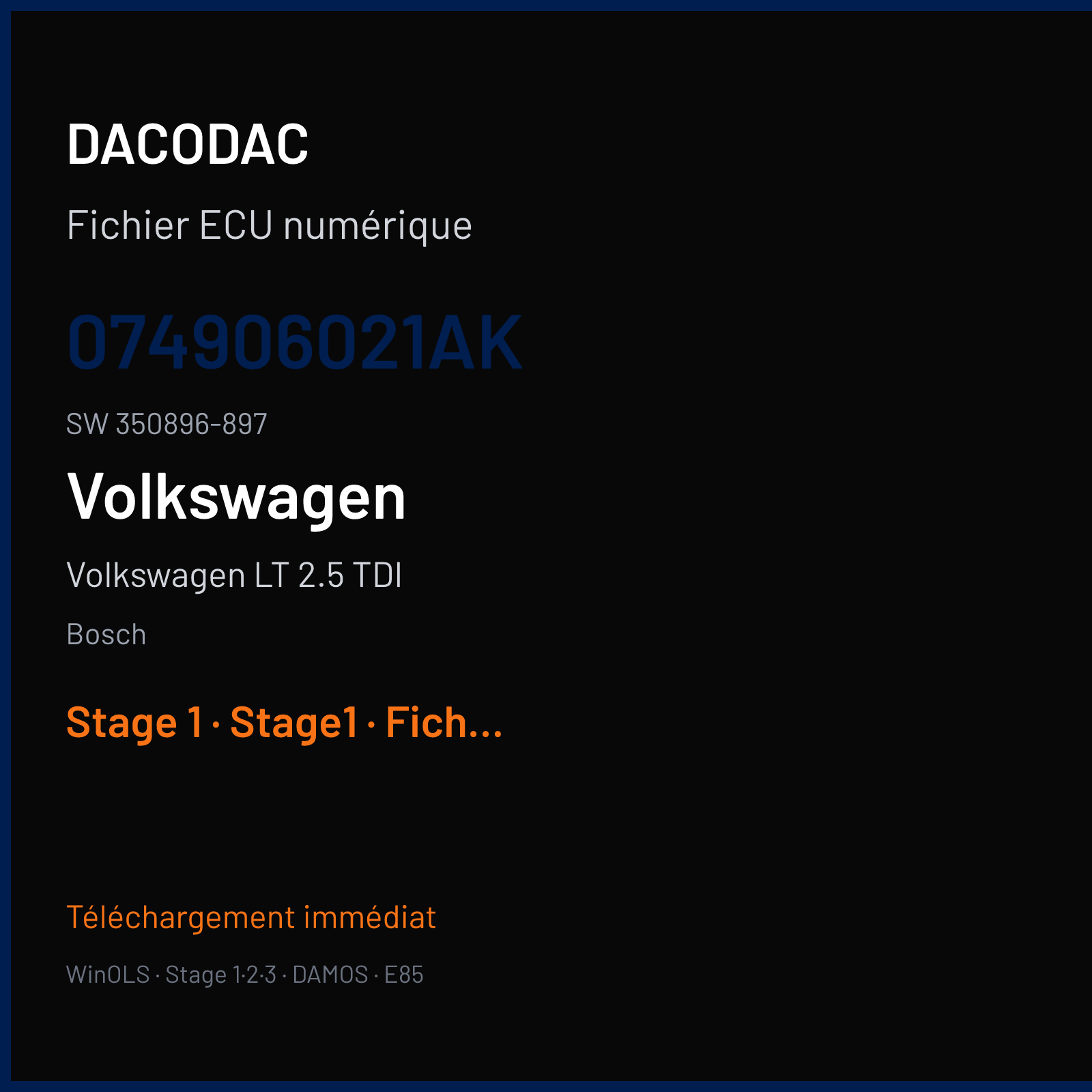 Volkswagen LT 2.5 TDI (2000) — Bosch — 074906021AK · 350896-897 — Stage 1