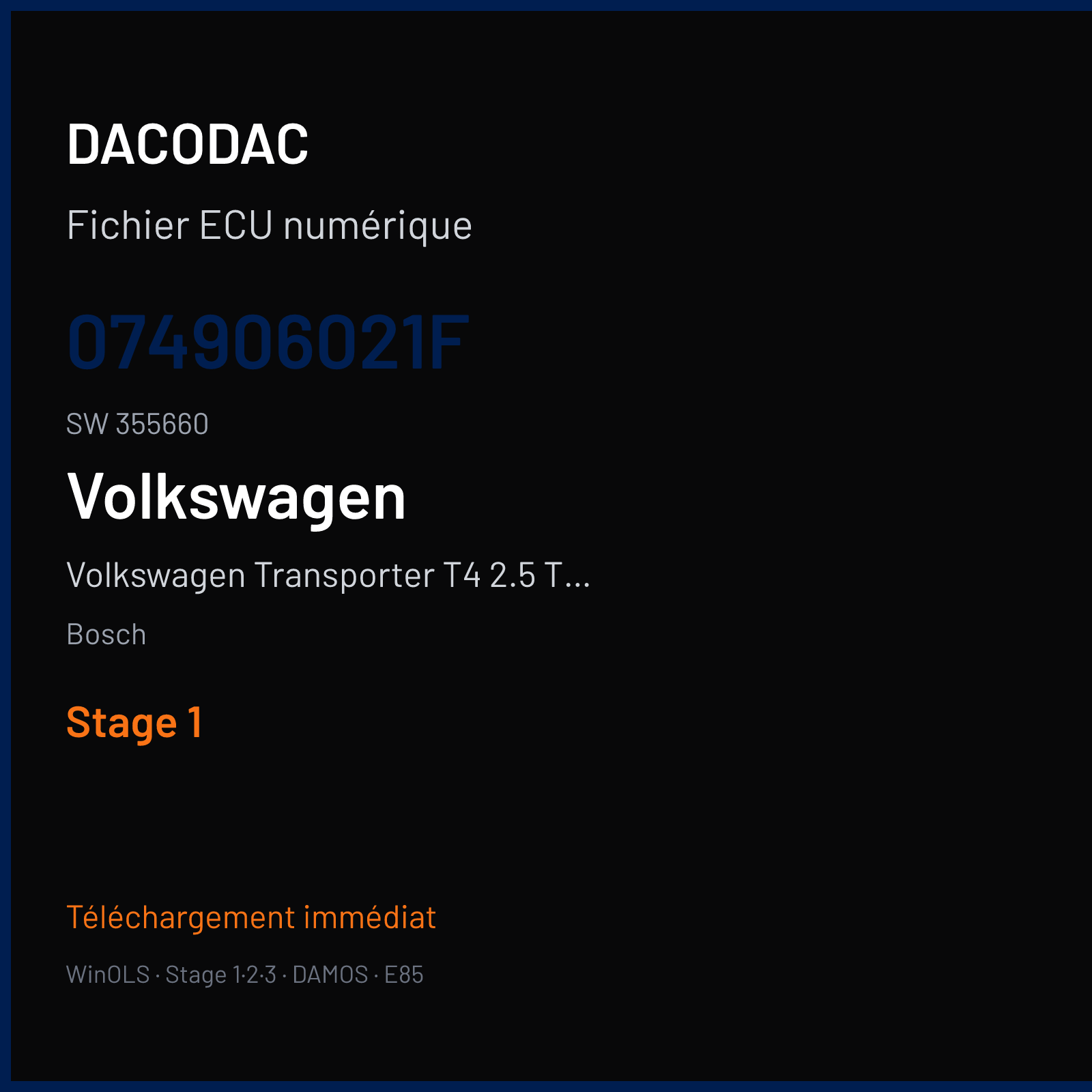 Volkswagen Transporter T4 2.5 TDI (2002) — Bosch — 074906021F · 355660 — Stage 1