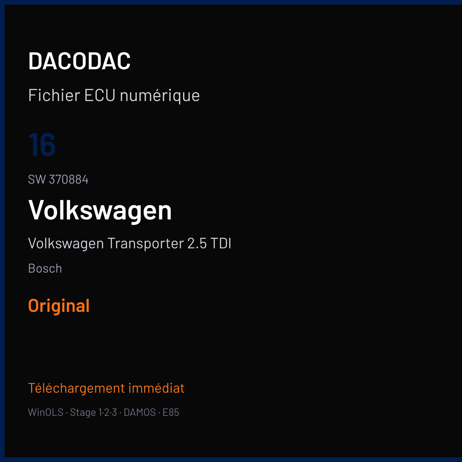 Volkswagen Transporter 2.5 TDI (2004) — Bosch — 16 · 370884 — Original