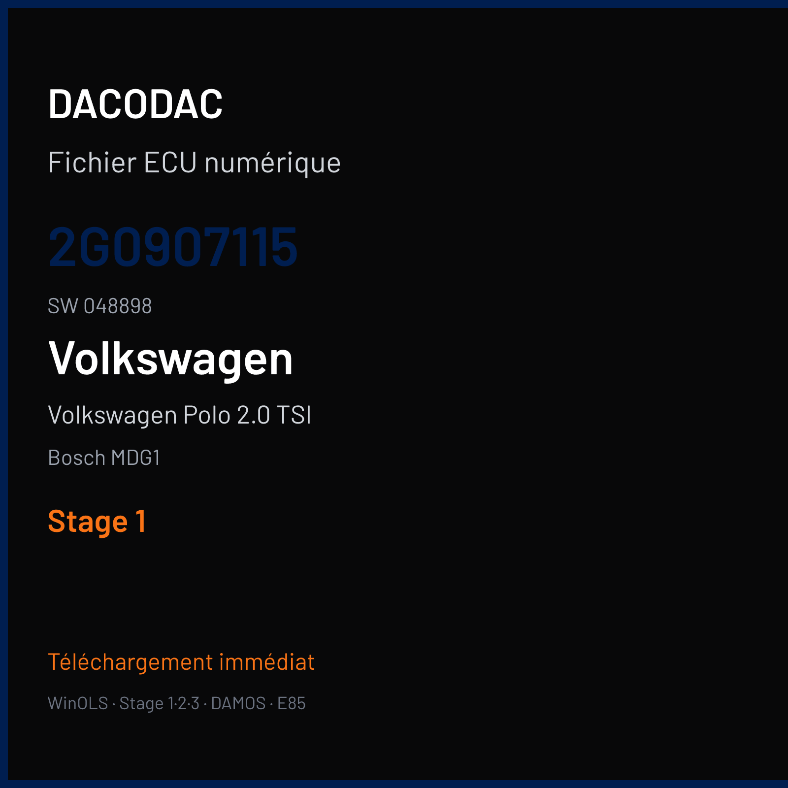 Volkswagen Polo 2.0 TSI — Bosch MDG1 — 2G0907115 · 048898 — Stage 1