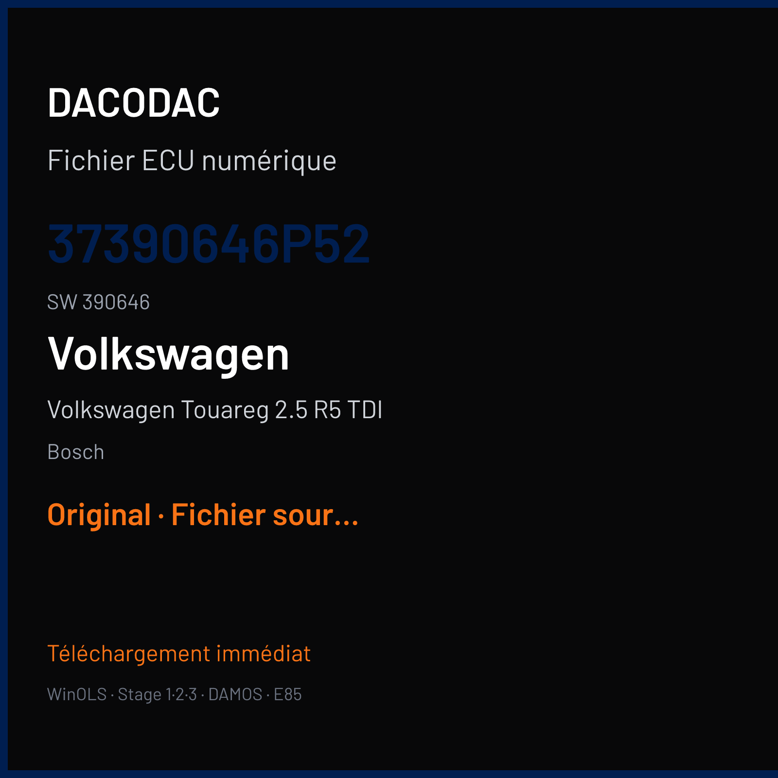 Volkswagen Touareg 2.5 R5 TDI — Bosch — 37390646P52 · 390646 — Original