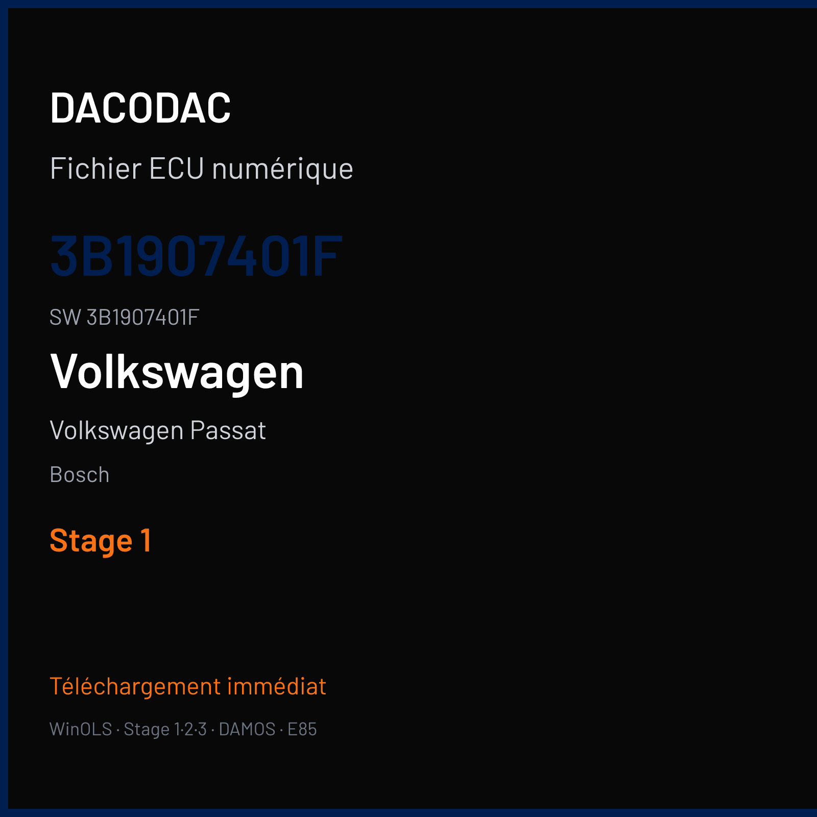 Volkswagen Passat 150 ch — Bosch — 3B1907401F · 3B1907401F · 354375 — Stage 1