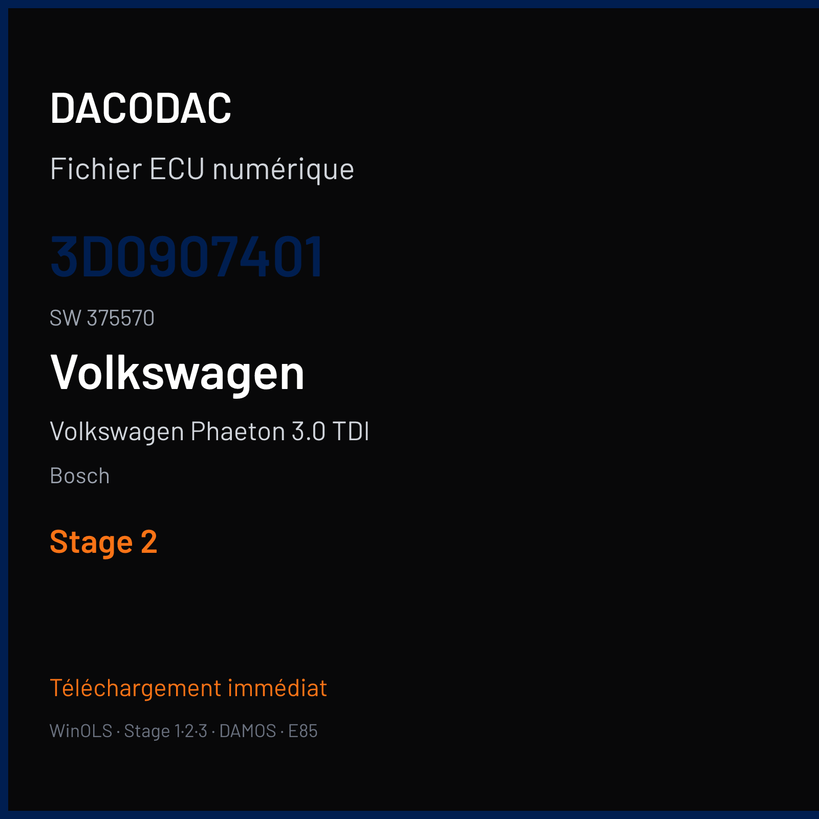 Volkswagen Phaeton 3.0 TDI (2005) — Bosch — 3D0907401 · 375570 — Stage 2